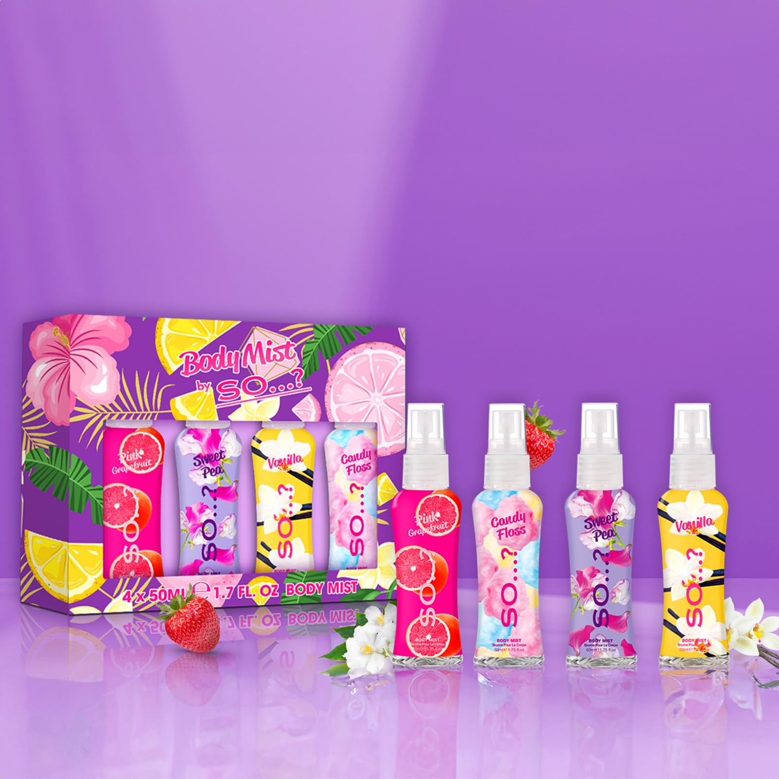 So…? Body Mist Set - Body Spray for Women - Cruelty Free, Vegan Perfumes for Women - 650 to 1000 Sprays - Travel Size Gift Set - 4 pcs