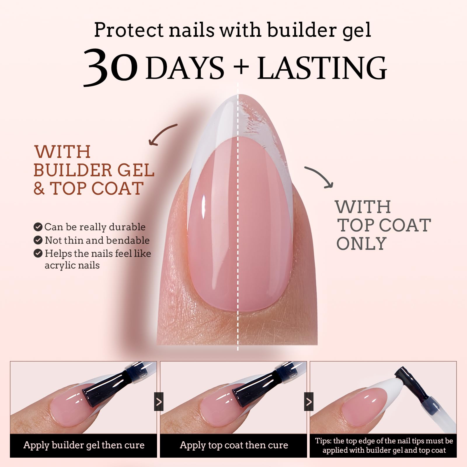 BTArtbox Extra Short Press on Nails- 150PCS XCOATTIPS French Tip False Nails, Soak Off Square Nail Tips, Pink Soft Gel Nail Tips for Gel Extensions in 15 Sizes