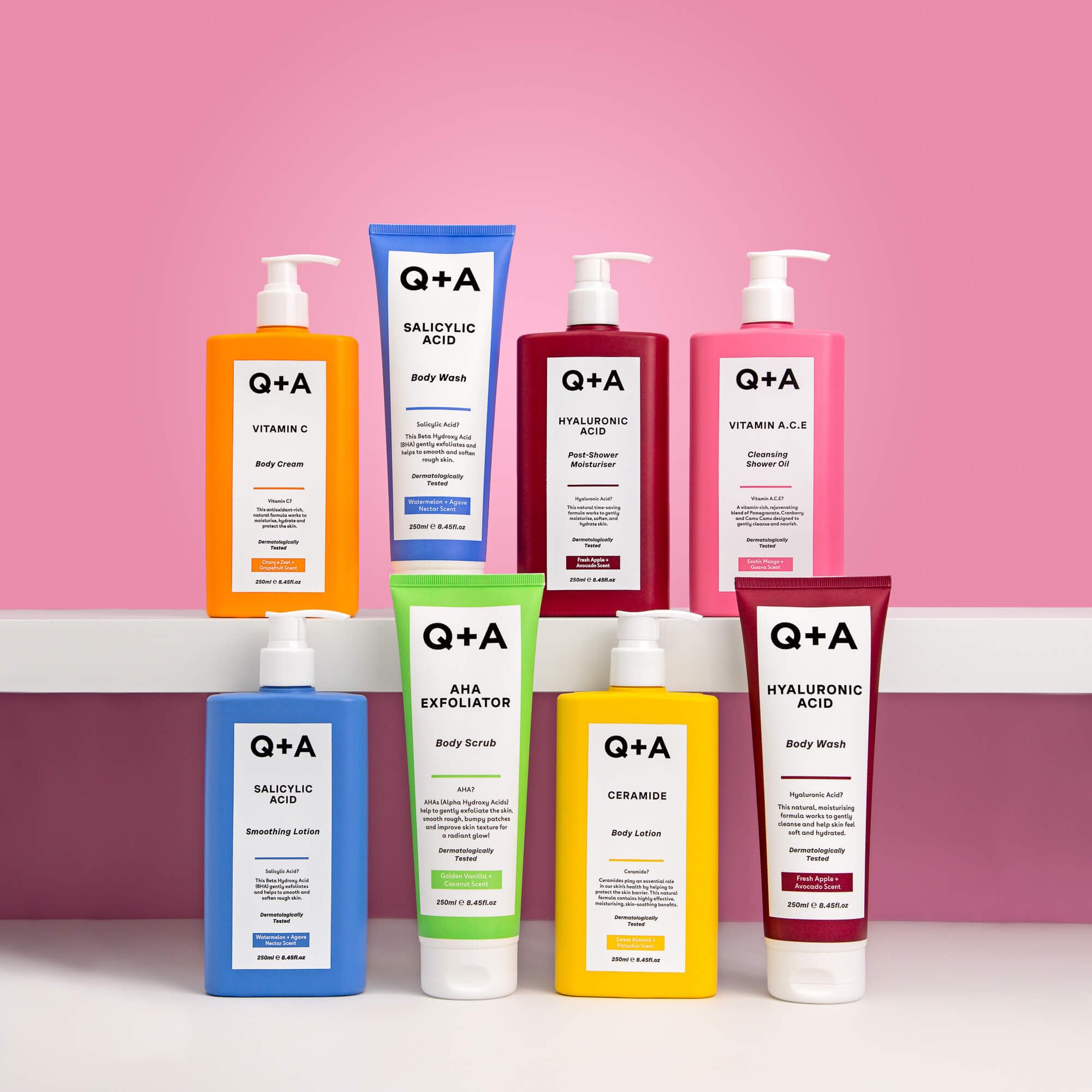 Q+A Salicylic Acid Smoothing Body Lotion (250ml), Body Moisturiser with Watermelon & Agave Scent, Body Butter Alternative, Smooths Rough Bumpy Skin, Clears Blemishes & Uneven Texture