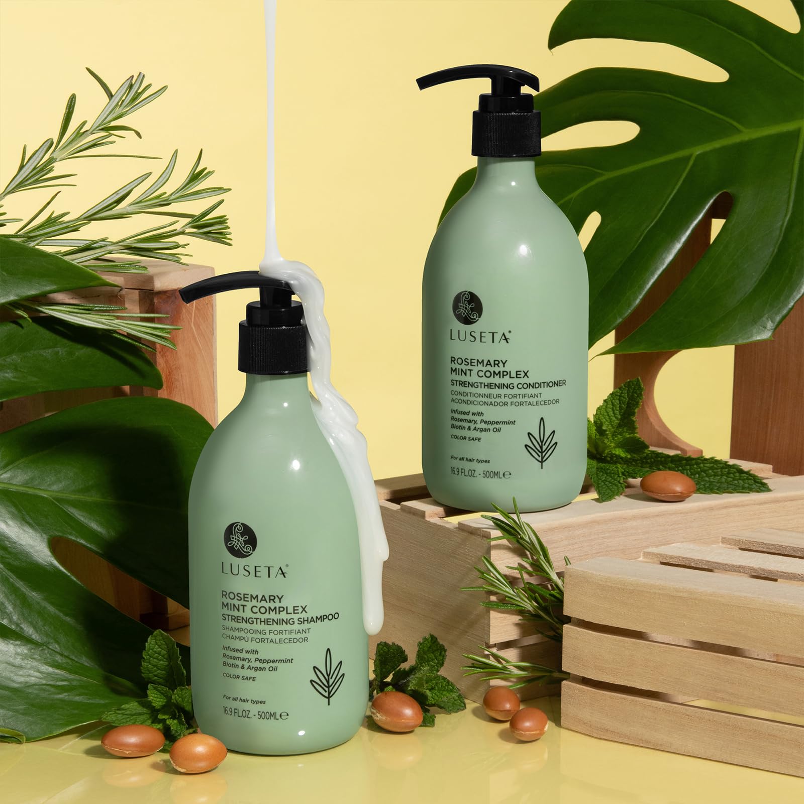 Luseta Rosemary Mint Shampoo and Conditioner Set for Stronger, Thicker and Longer Strands - Soft Shine, Anti-Hair Loss and Thinning, Growth Formula