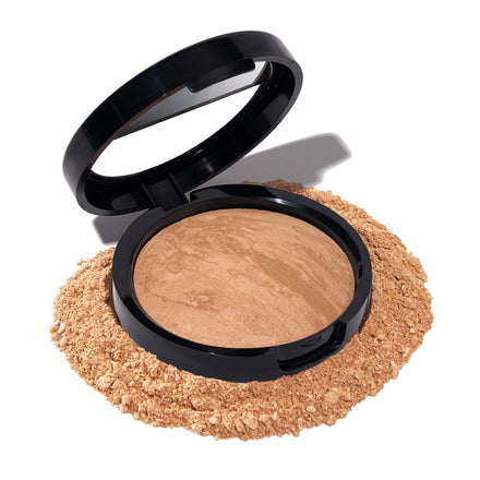 LAURA GELLER Baked Balance-n-Brighten Colour Correcting Powder Foundation (Golden Medium) Buildable Light to Medium Coverage Baked Foundation, Demi-Matte Finish