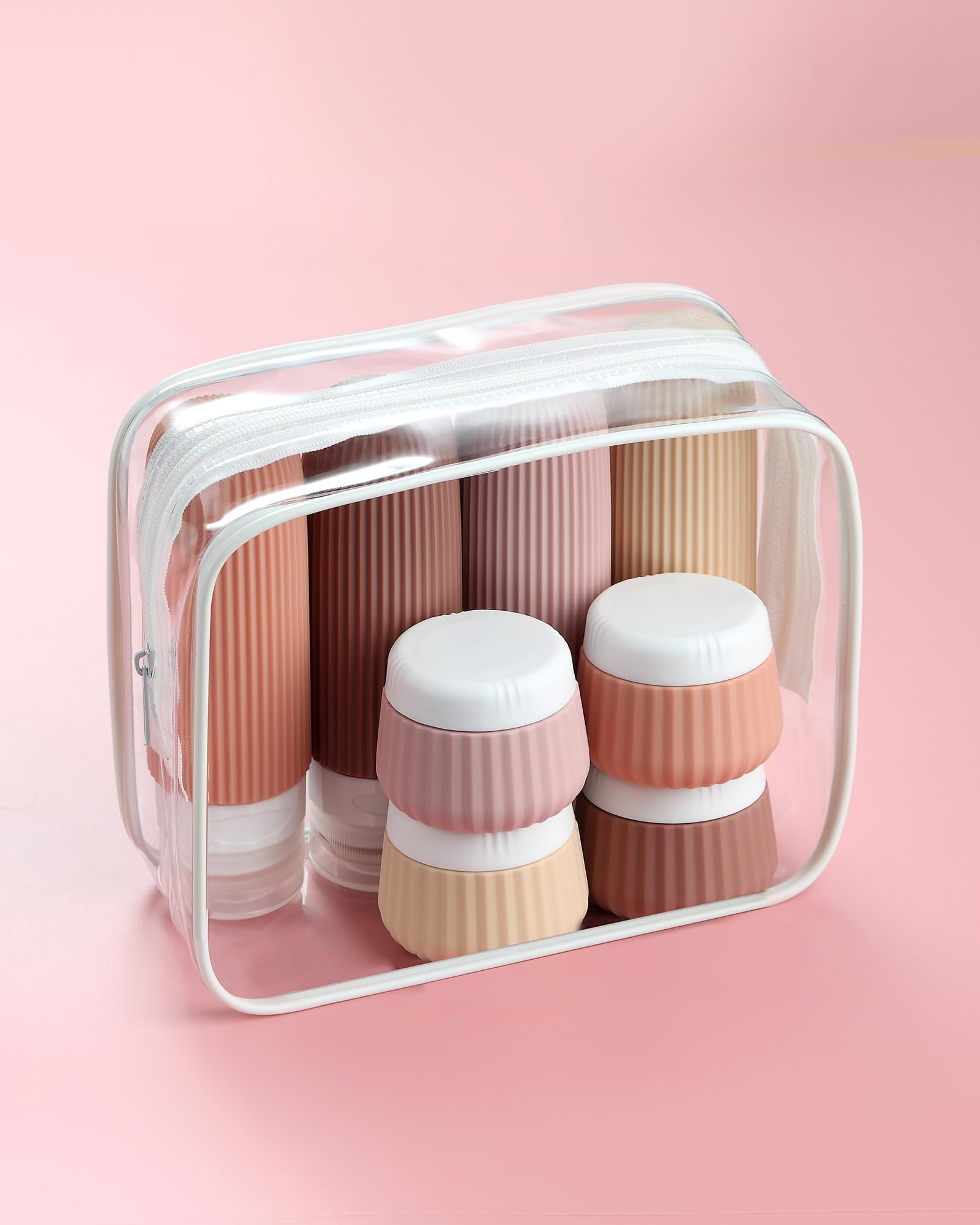Gemice Travel Bottles for Toiletries 8 pcs Tsa Approved TravelSize Toiletries 90ml Travel Containers for Toiletries BPA free Silicone Cream Jars Leak Proof Silicone Squeezable Travel Essentials
