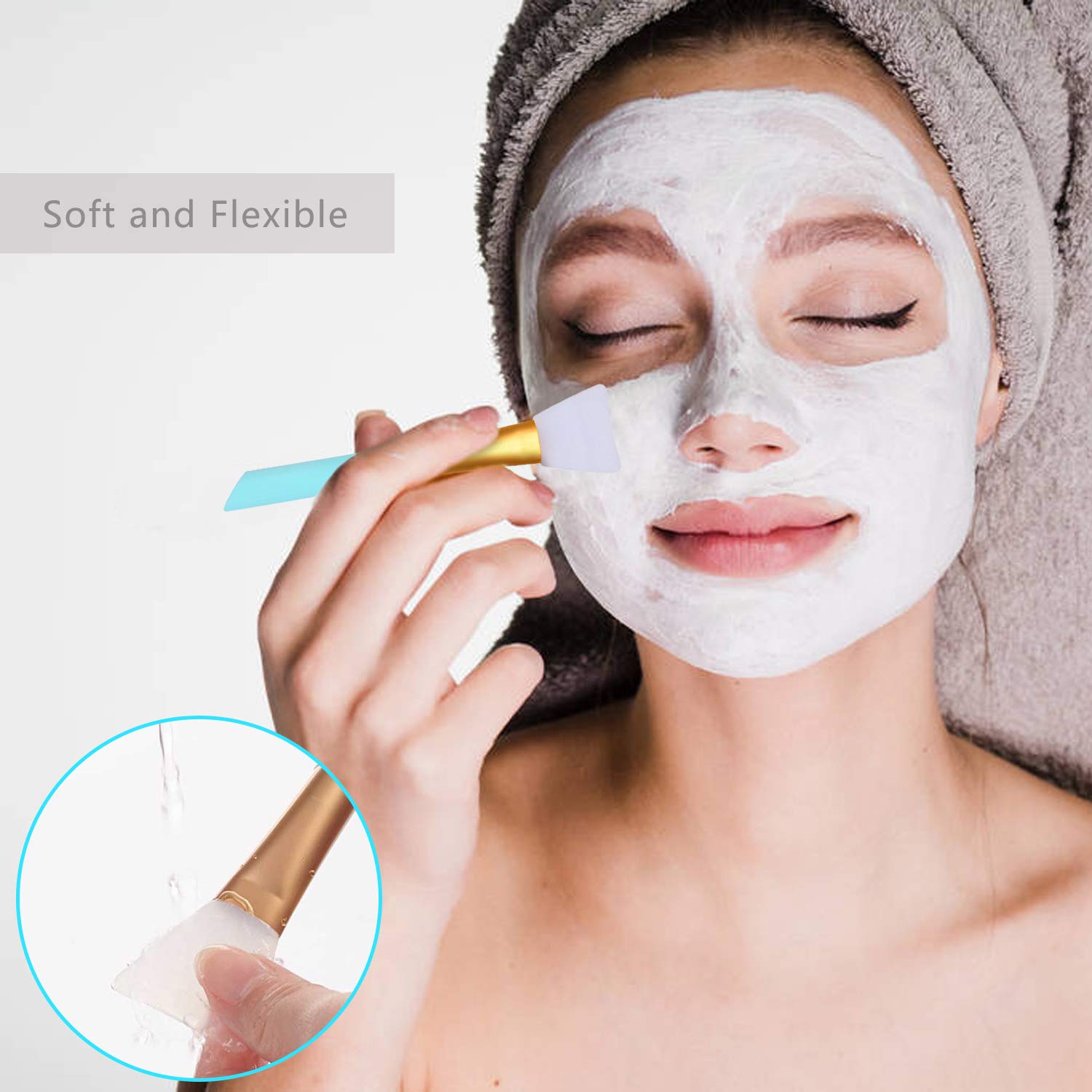 OBSCYON 4 Pcs Manual Silicone Face Scrubber Facial Cleansing Brush,1 Pcs Silicone Exfoliating Lip Brush Nose Cleaning Brush and 1 Pcs Face Mask Brush for Facial Skin Care