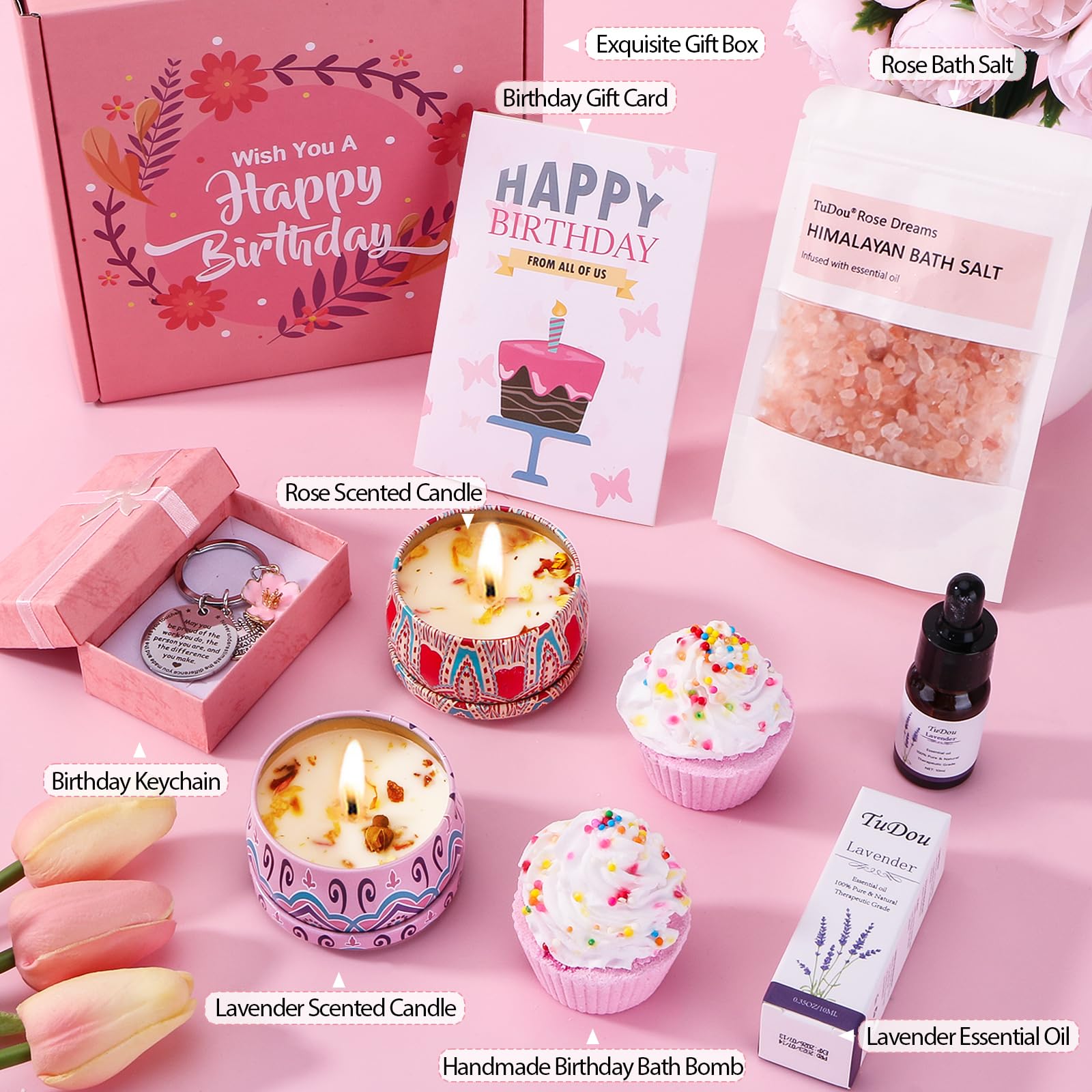 Birthday Pamper Gifts for Women, Happy Birthday Hampers Relaxation Self Care Package for Her, Birthday Presents Gift box for Women Best Friends Mum Sister Auntie Wife, Ladies Birthday Box Gift Ideas