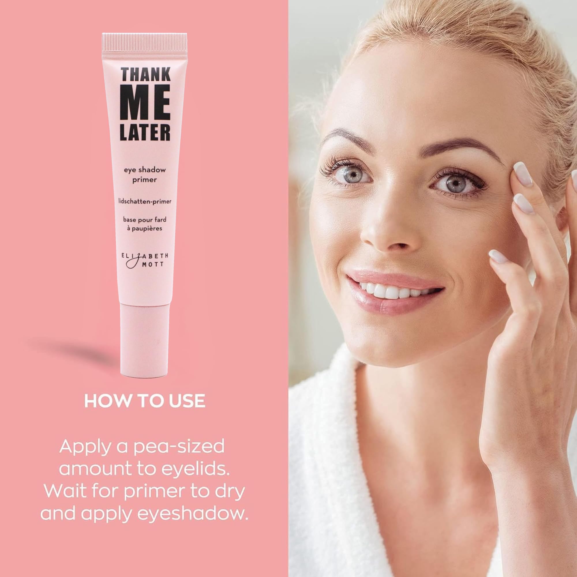 Elizabeth Mott Eyeshadow Primer - Thank Me Later - for Long-Lasting Power Grip - Eye Makeup Base to Control Oil & Prevent Creasing for All-Day - Eye Shadow Cream for Mature Skin - 10 g