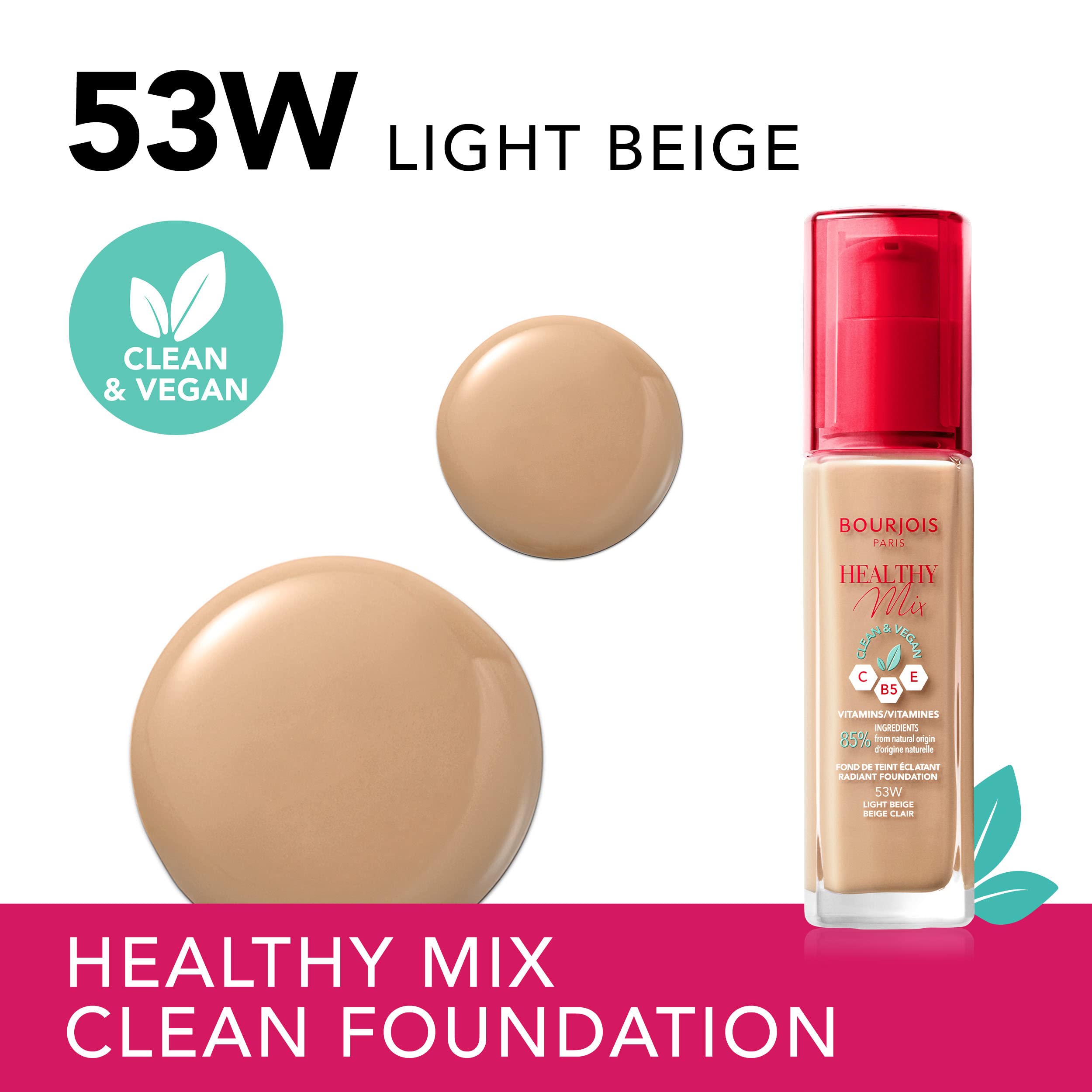 Bourjois Healthy Mix Clean & Vegan Foundation - 53W Light Beige