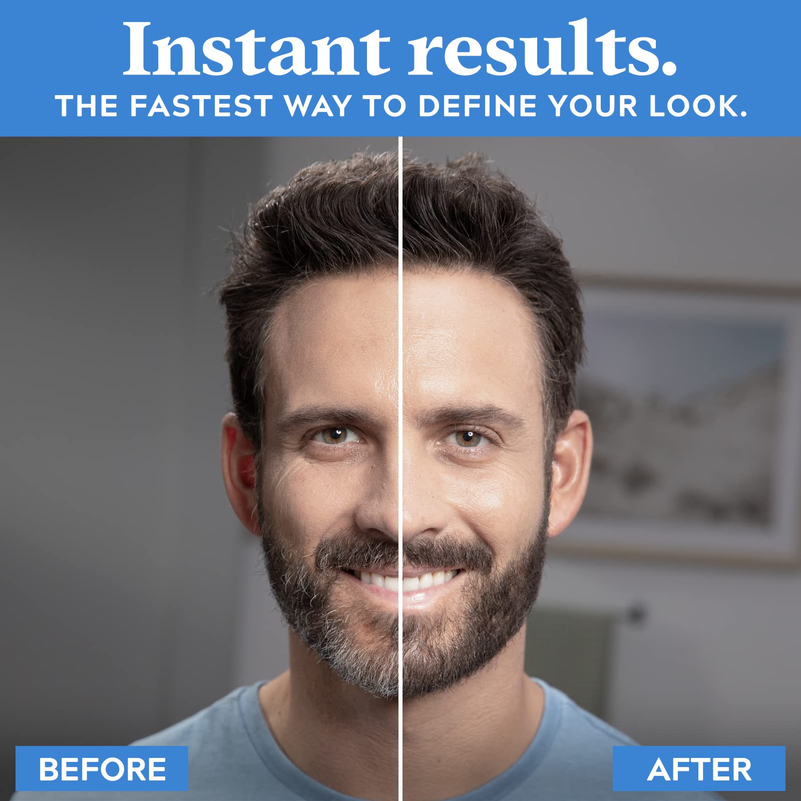 Just For Men 1-Day Beard and Brow Colour Brush, For Instant 1-Step Grey Coverage, Brush-In, Wash-Out, For A Thicker Well-Defined Look, Real Black
