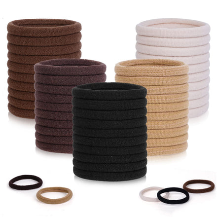 ZHIYE Elastic Hair Ties, 50 Pcs Thick Seamless Hair Bands No Damage Soft Ponytail Holders Hair Bobbles for Girls Women, Neutral