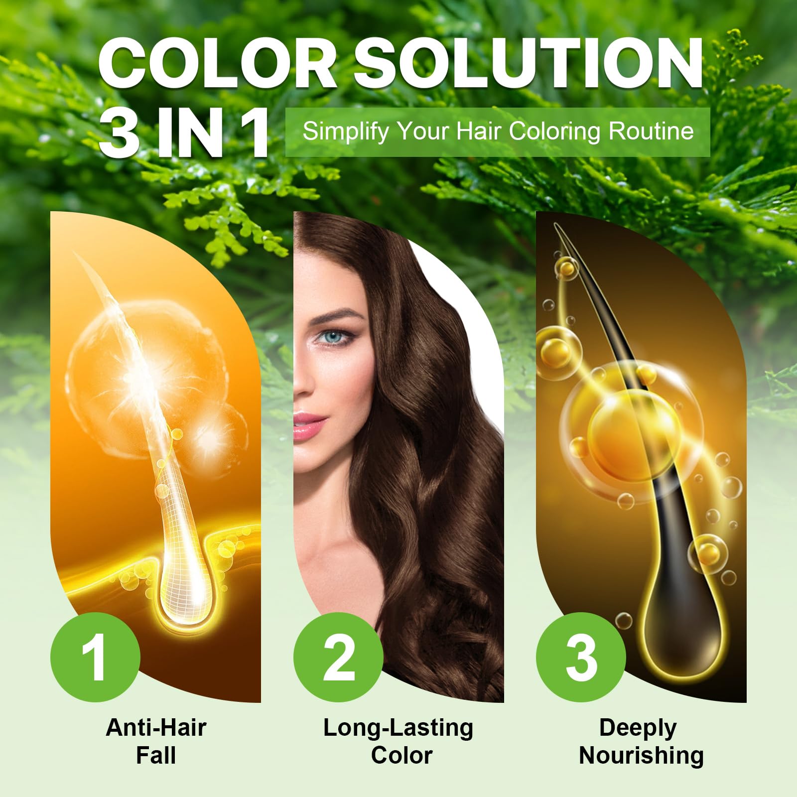 3-in-1 Herbal Hair Dye Shampoo, Herbal Dye Shampoo Deeply Nourishing, Coffee Hair Color Solution for Women & Men