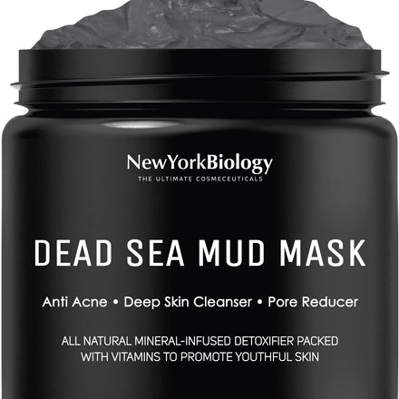 New York Biology Dead Sea Mud for Face and Body - Spa Quality Pore Reducer for Acne, Blackheads and Oily Skin, Natural Skincare for Women, Men - Tightens Skin for A Healthier Complexion - 250 g