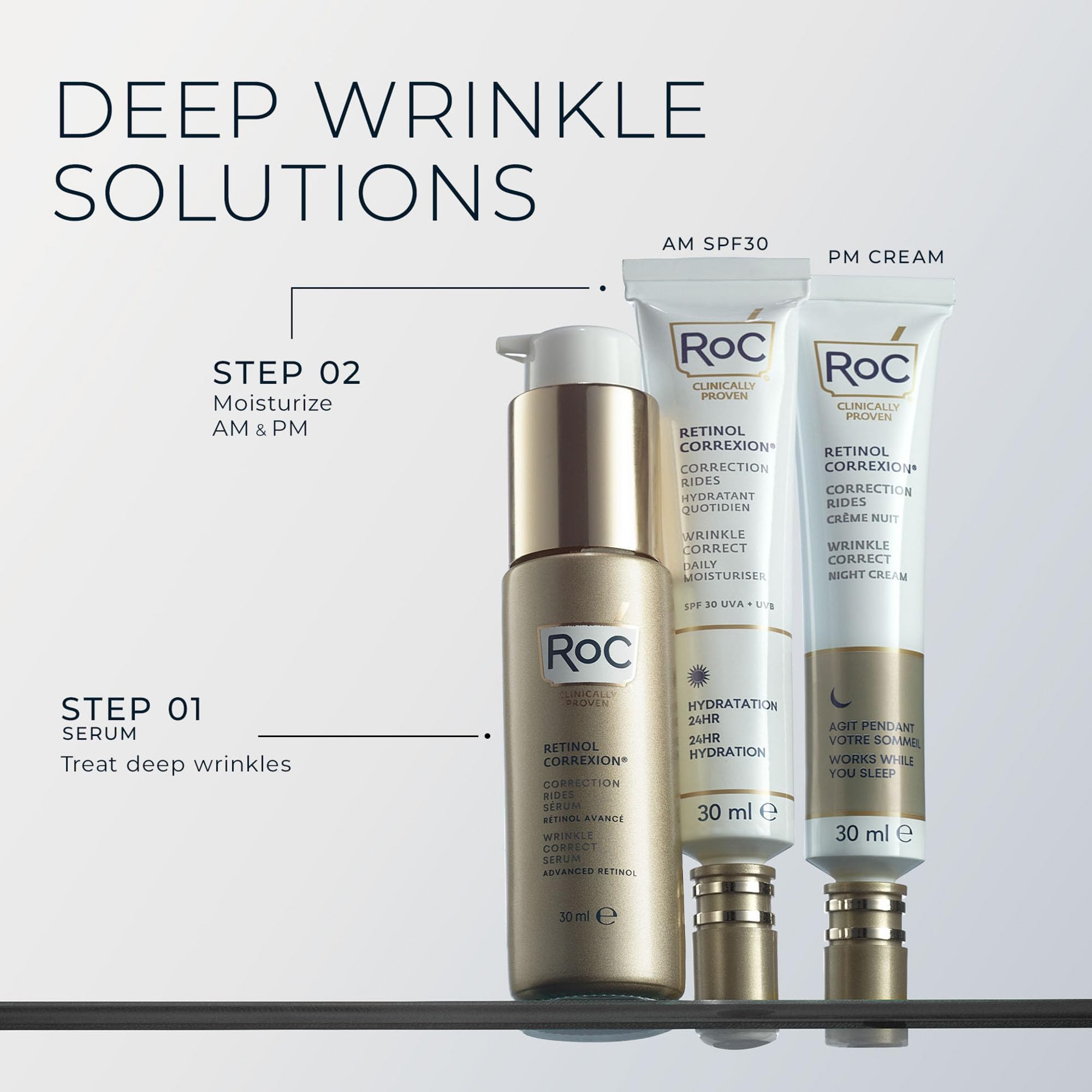 RoC Retinol Correxion Wrinkle Correct Night Cream | Wrinkle Reducing Moisturiser for Face | 30 ml