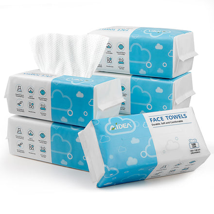 AIDEA Disposable Face Towels-600Ct, Dry Makeup Remover Wipes, Clean Facial Wipes for Sensitive Skin, Facial Cleansing Towels, Makeup Removing, Nursing, Travel, Surface Cleaning, Gifts