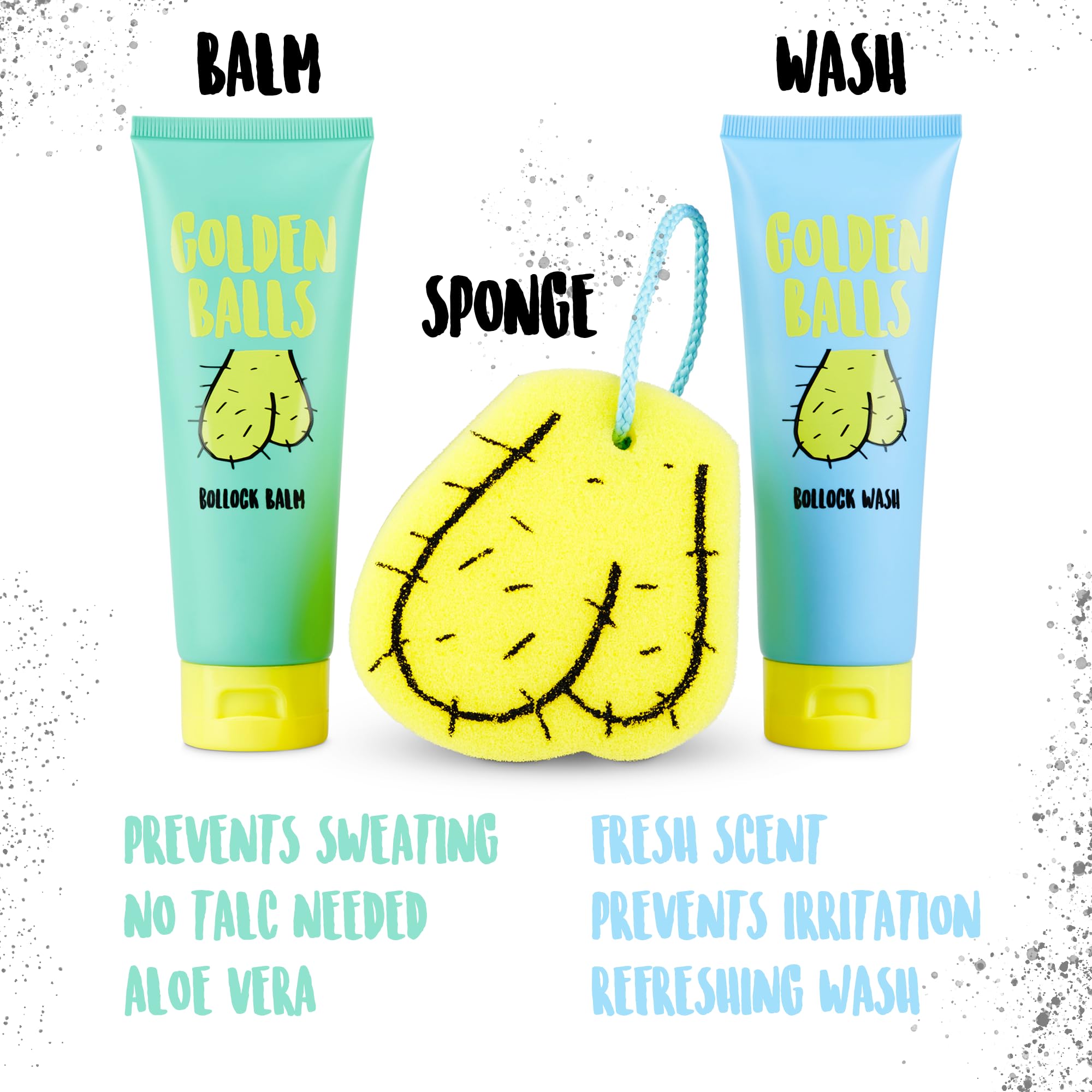Golden Balls, Balm & Sponge Set - For Your Private Bits - Funny Novelty Gift For Men