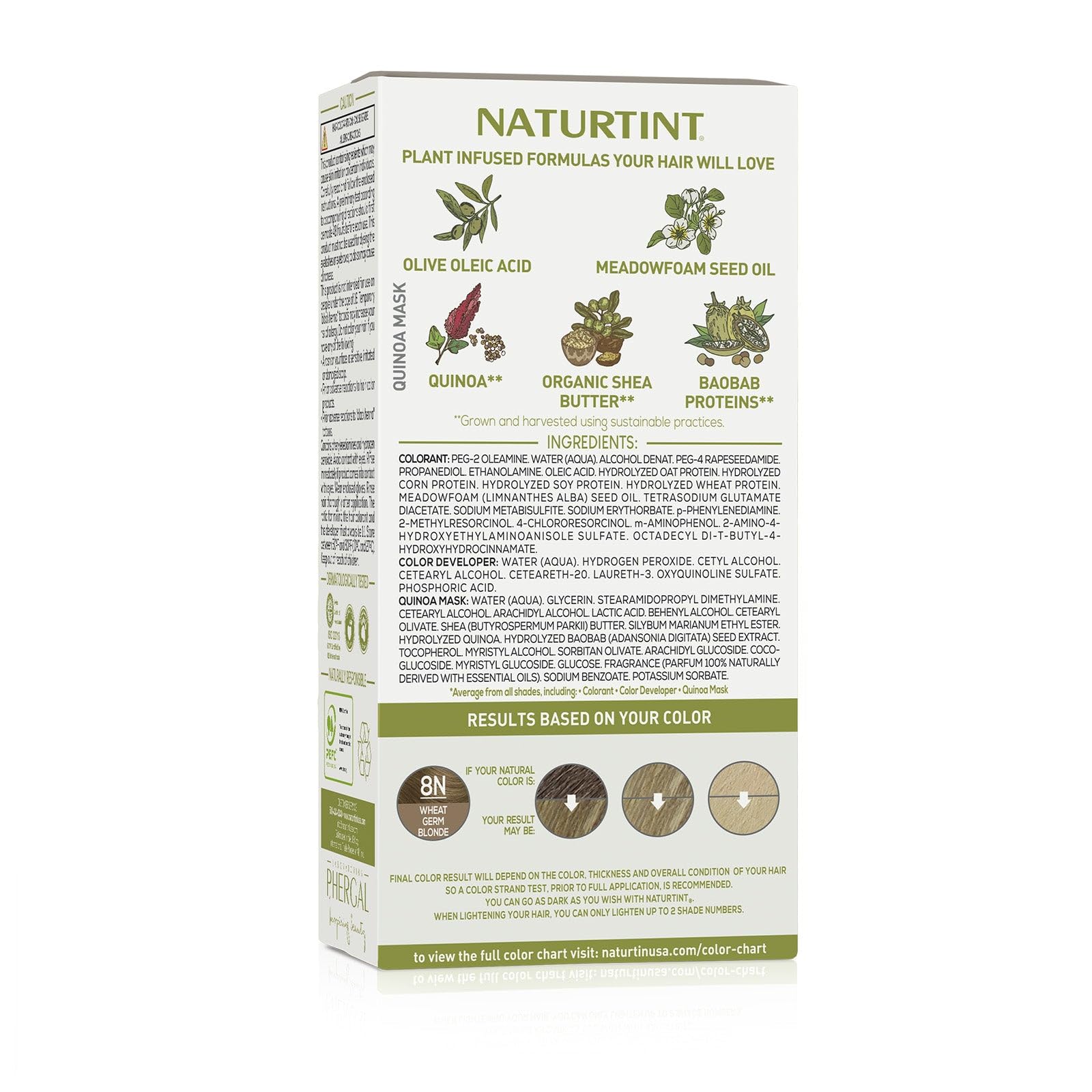 Naturtint 8N Wheat Germ Blonde Permanent Hair Color (Pack of 1), Ammonia Free, Vegan, Cruelty Free, up to 100% Gray Coverage, Long Lasting Results (Packaging may vary)