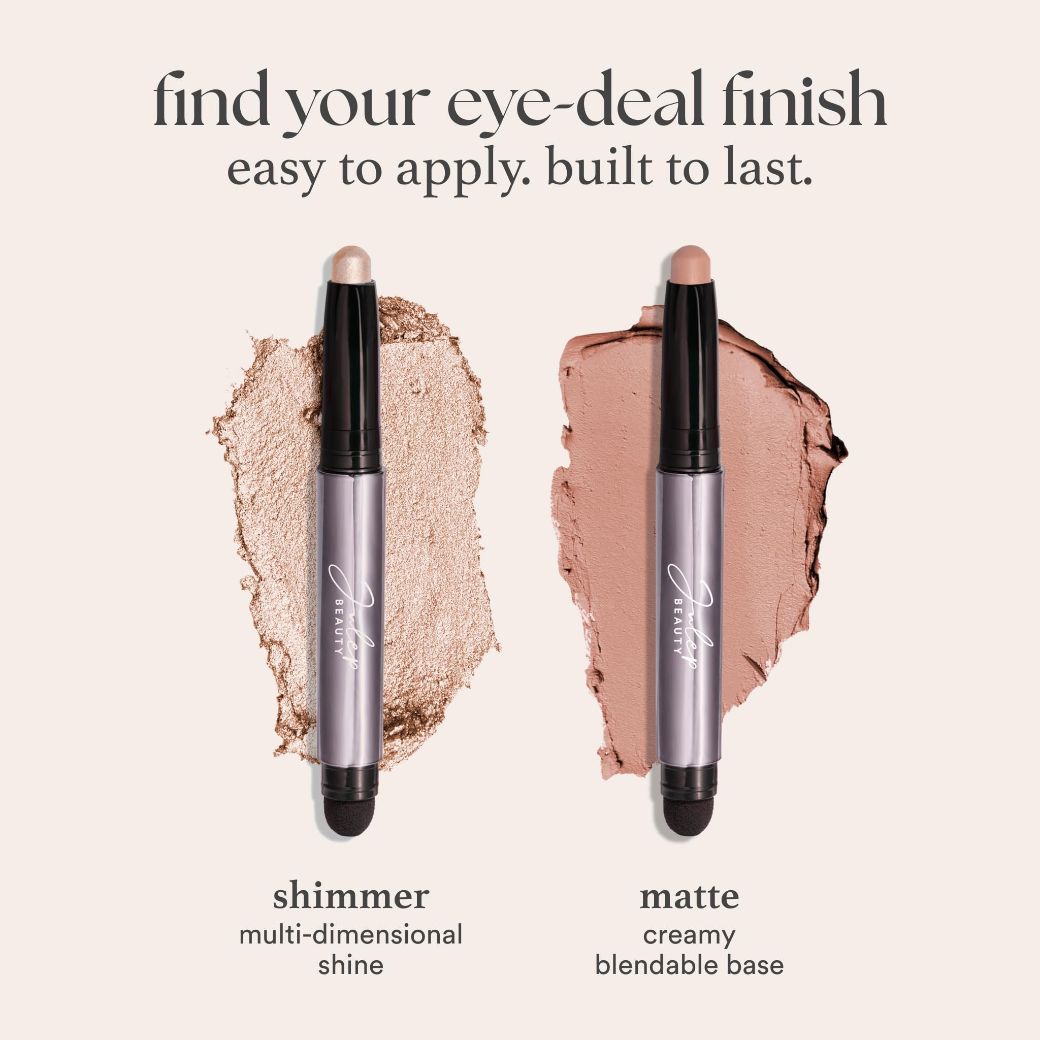 Julep Eyeshadow 101 Crème-to-Powder Eyeshadow Stick (Champagne Shimmer) Long-Lasting, Waterproof Eye Shadow - Blendable, Crease-Proof Eye Shadow Stick with Built-In Smudger - Shimmer Eyeshadow