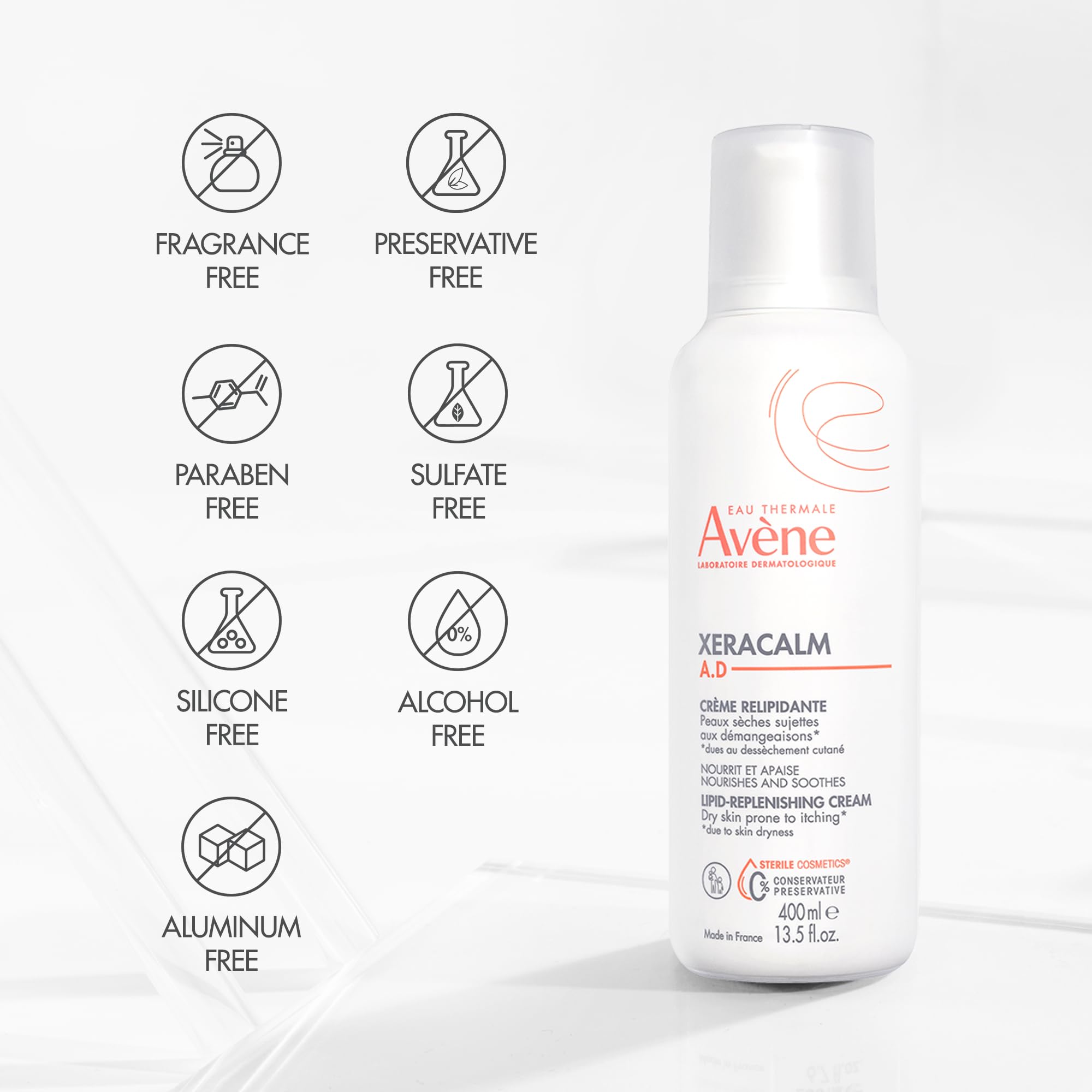 Avene XeraCalm A.D Lipid-Replenishing Cream, Atopic Dermatitis, Eczema-Prone, No Preservatives, Fragrance-Free, 6.7 Oz