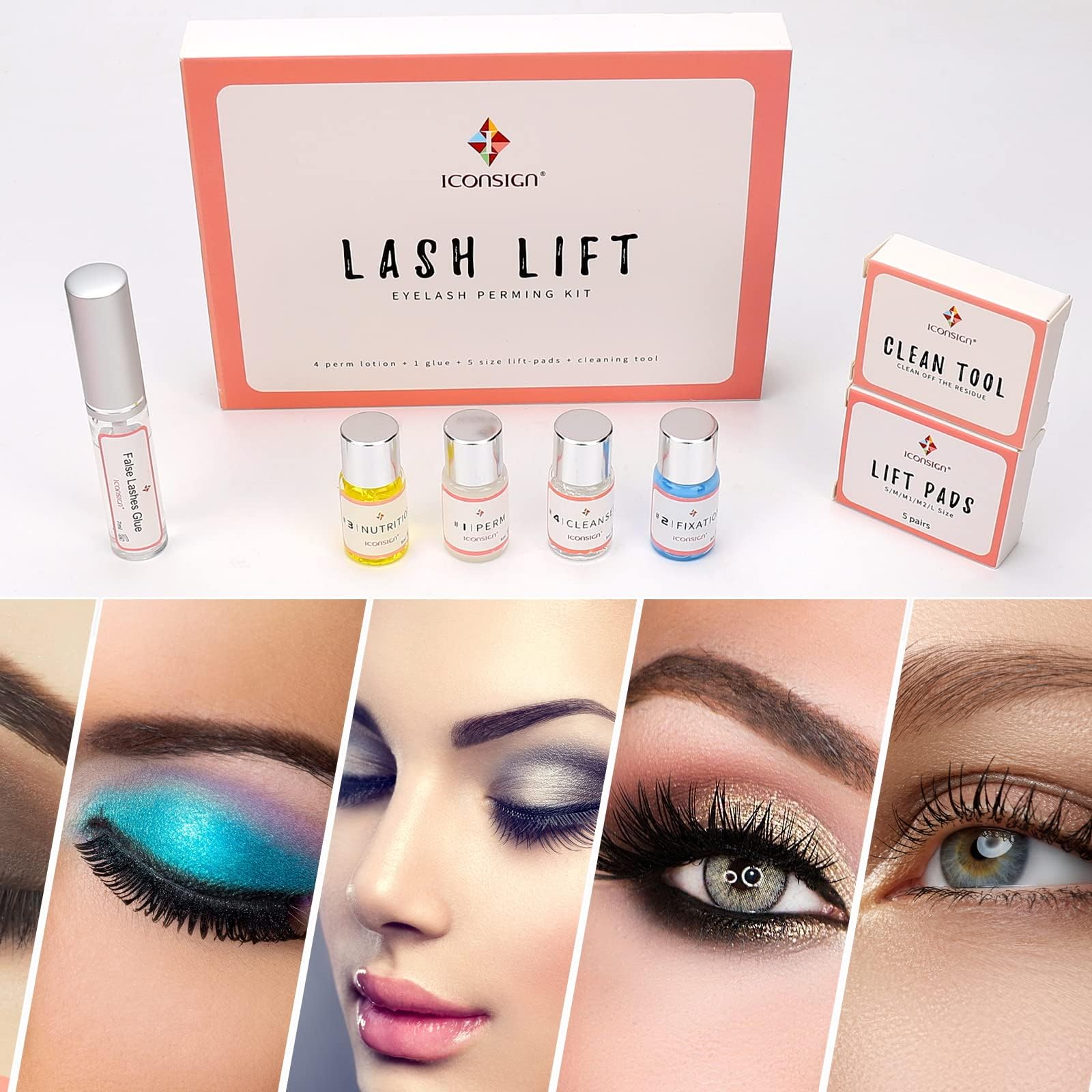 Lash Lift Kit - Eyelash Perm Kit - Professional Eyelash Curling Set - Glue Upgraded Version - Semi-Permanent Curling Perming Wave Suitable for Salon at Home (White)