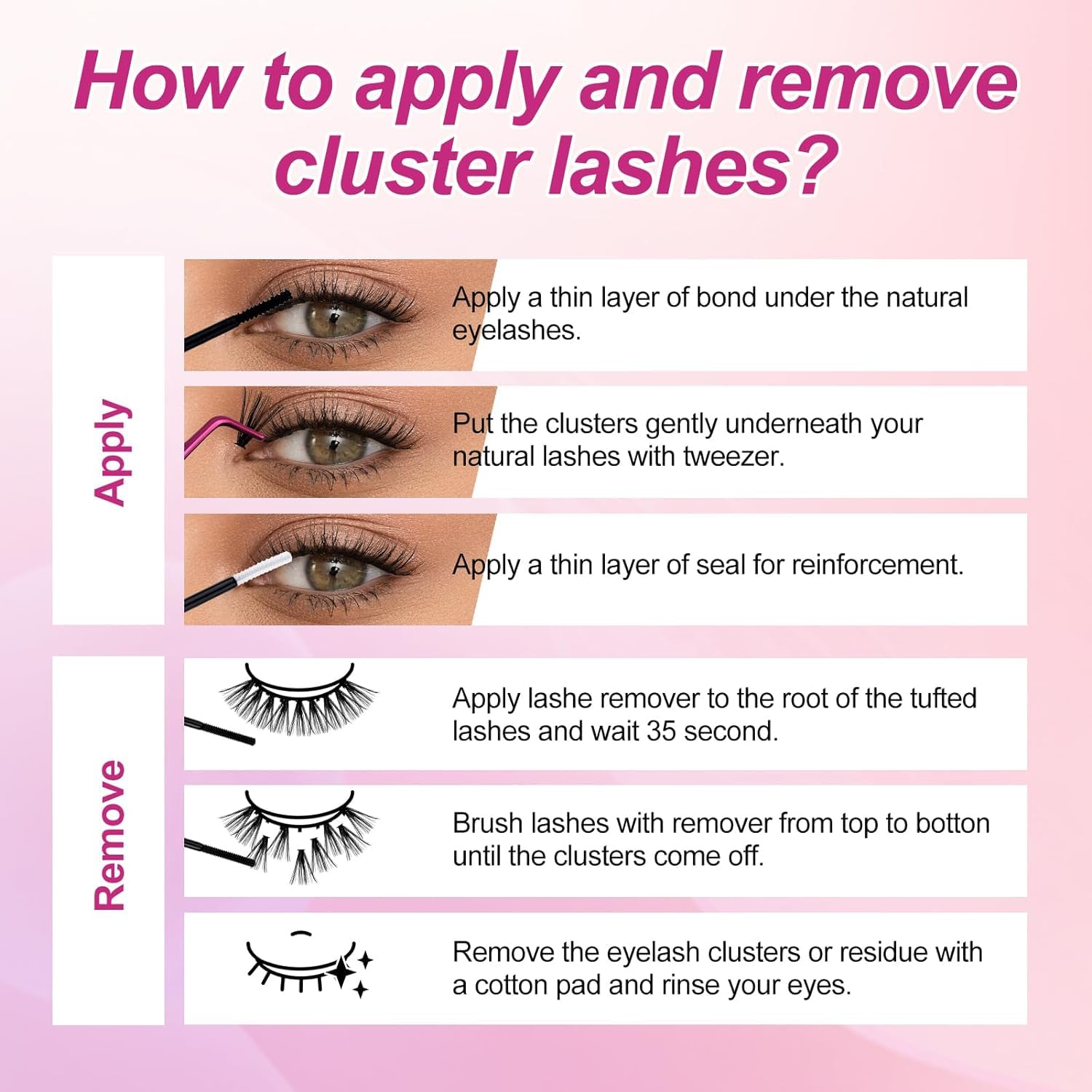 FADLASH DIY Lash Extension Kit Individual Lashes Clusters30P+40P D Curl 8-16mm Lash Bond and Seal, Clusters Lash Glue Remover and Eyelash Tweezers for Eyelash Extensions