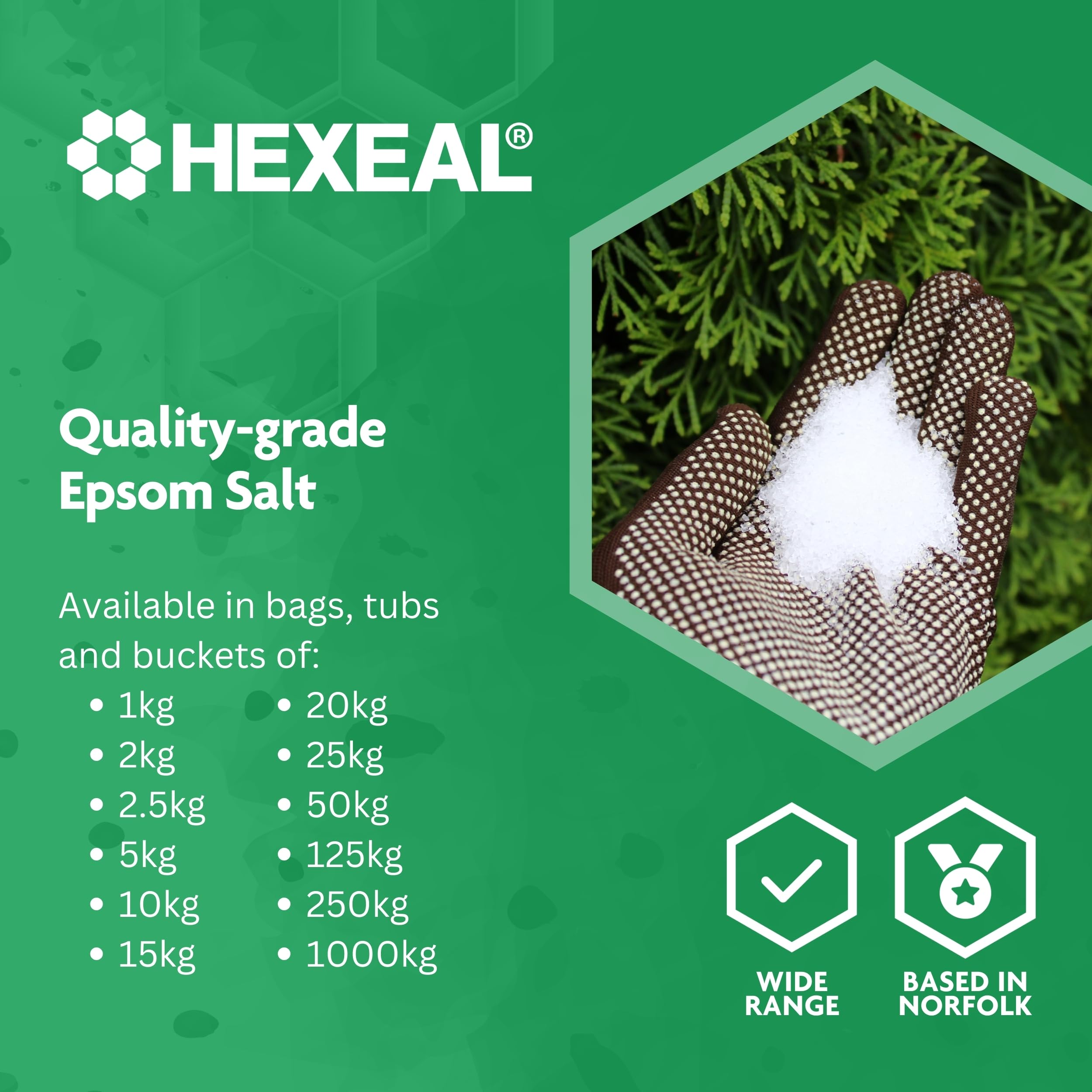 Hexeal Epsom Salt 5kg – 5kg Bucket of Food Grade Magnesium Sulphate for Bathing, Gardening & Household Use – Suitable for Personal Care, Soil Enrichment, and More