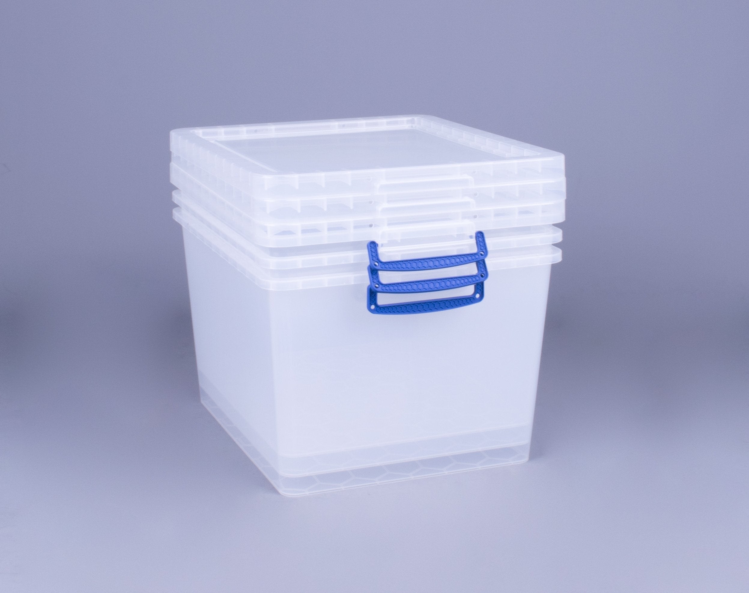 Really Useful Products 33.5 Litre Box, Nestable Clear, Pack of 3 in Card