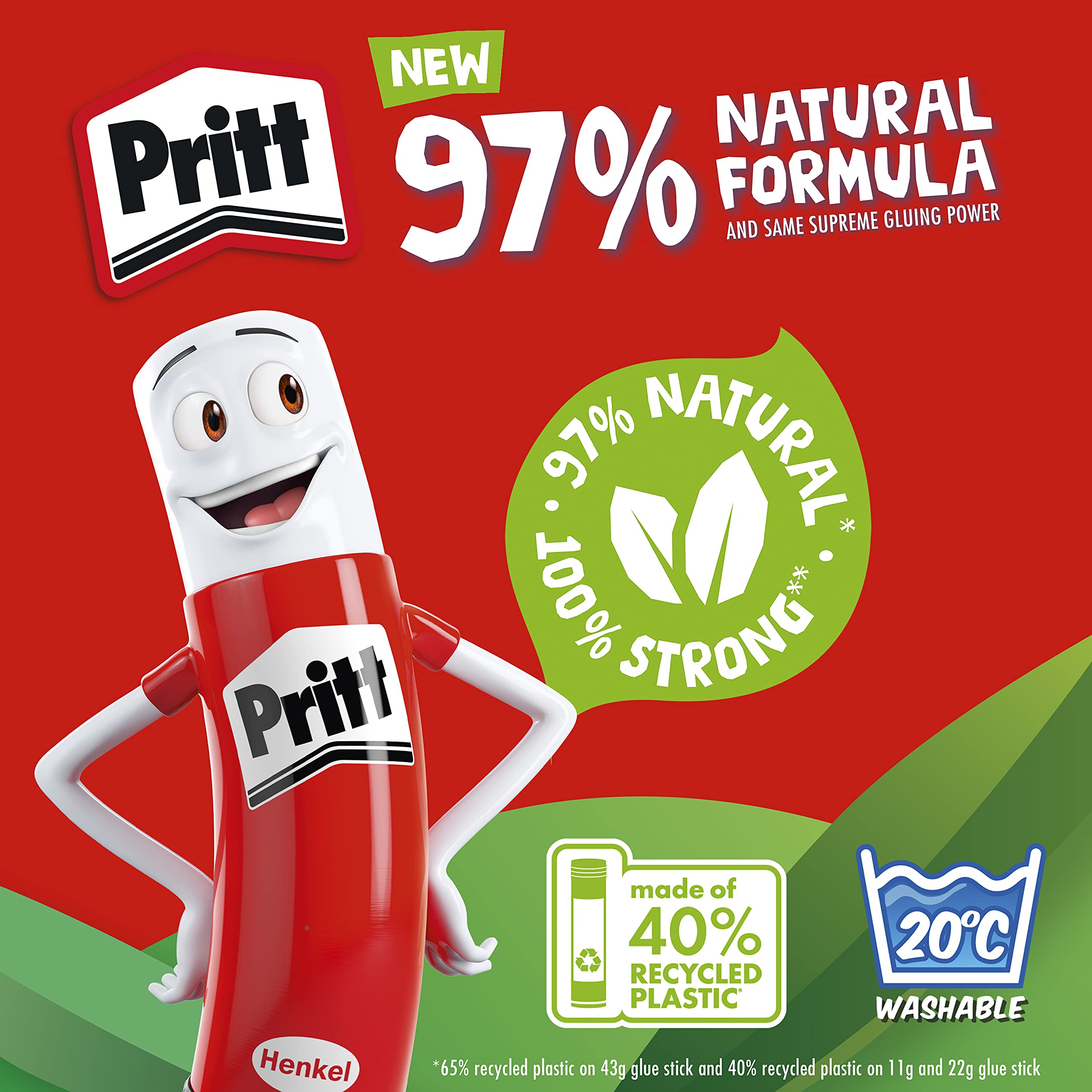Pritt Glue Stick, Safe & Child-Friendly Craft Glue for Arts & Crafts Activities, Strong-Hold Adhesive for School & Office Supplies, 24 x 43 g Pritt Stick