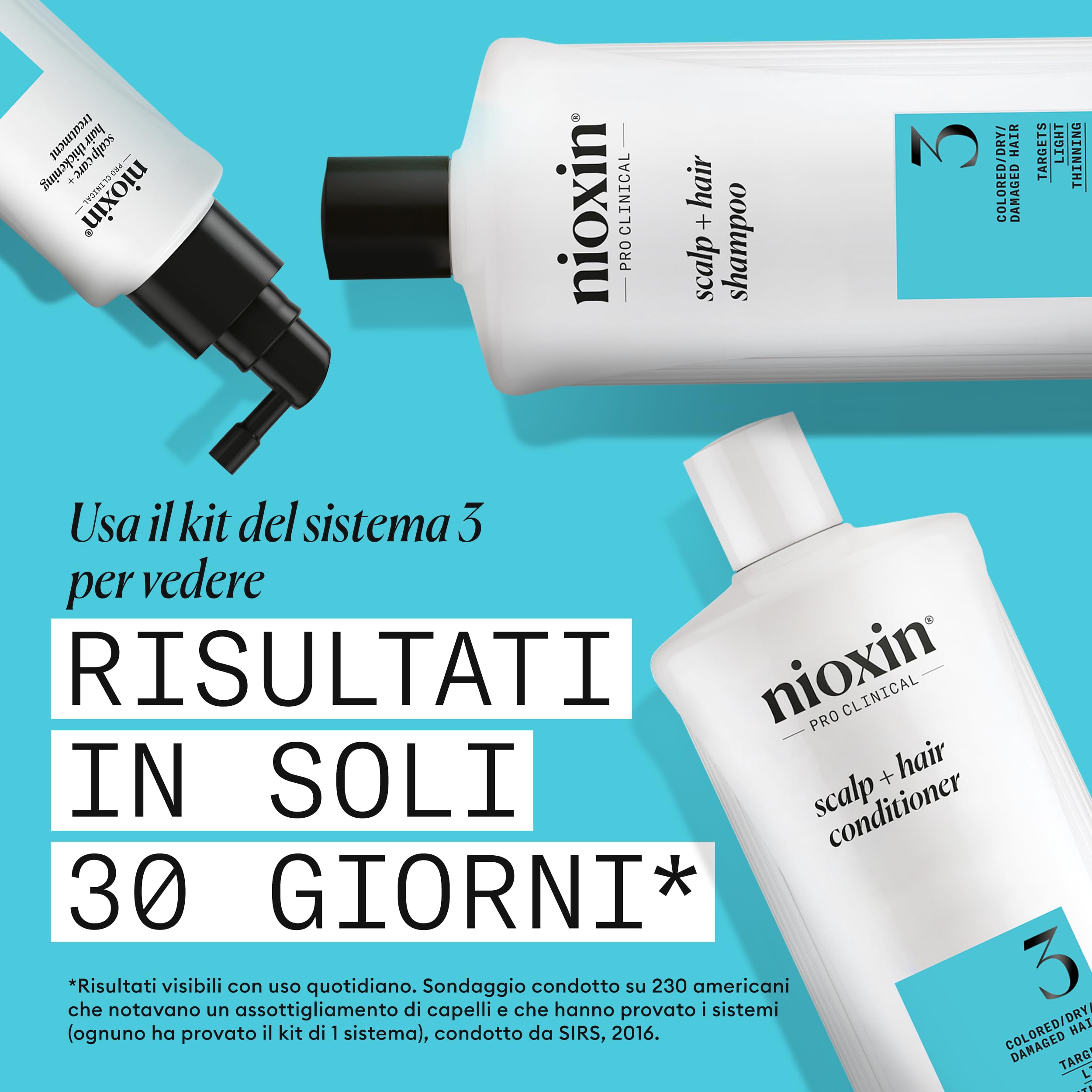 Nioxin System 3 Scalp + Hair Conditioner - Hair Thickening Conditioner for Coloured, Dry and Damaged Hair with Light Thinning - with Biotin & Niacinamide, 1L