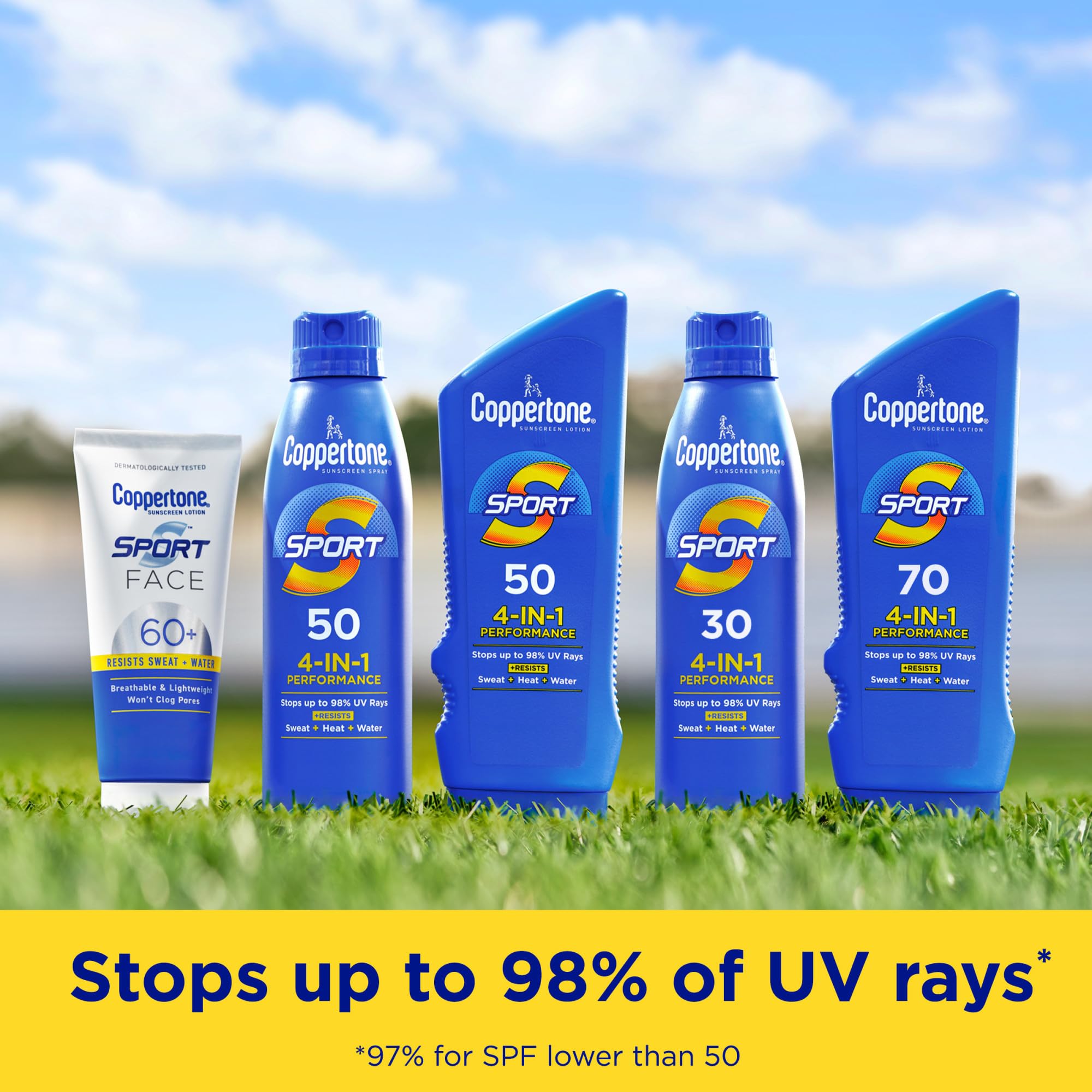 Coppertone SPORT Sunscreen SPF 50 Lotion, Water Resistant Sunscreen, Body Sunscreen Lotion, 7 Fl Oz