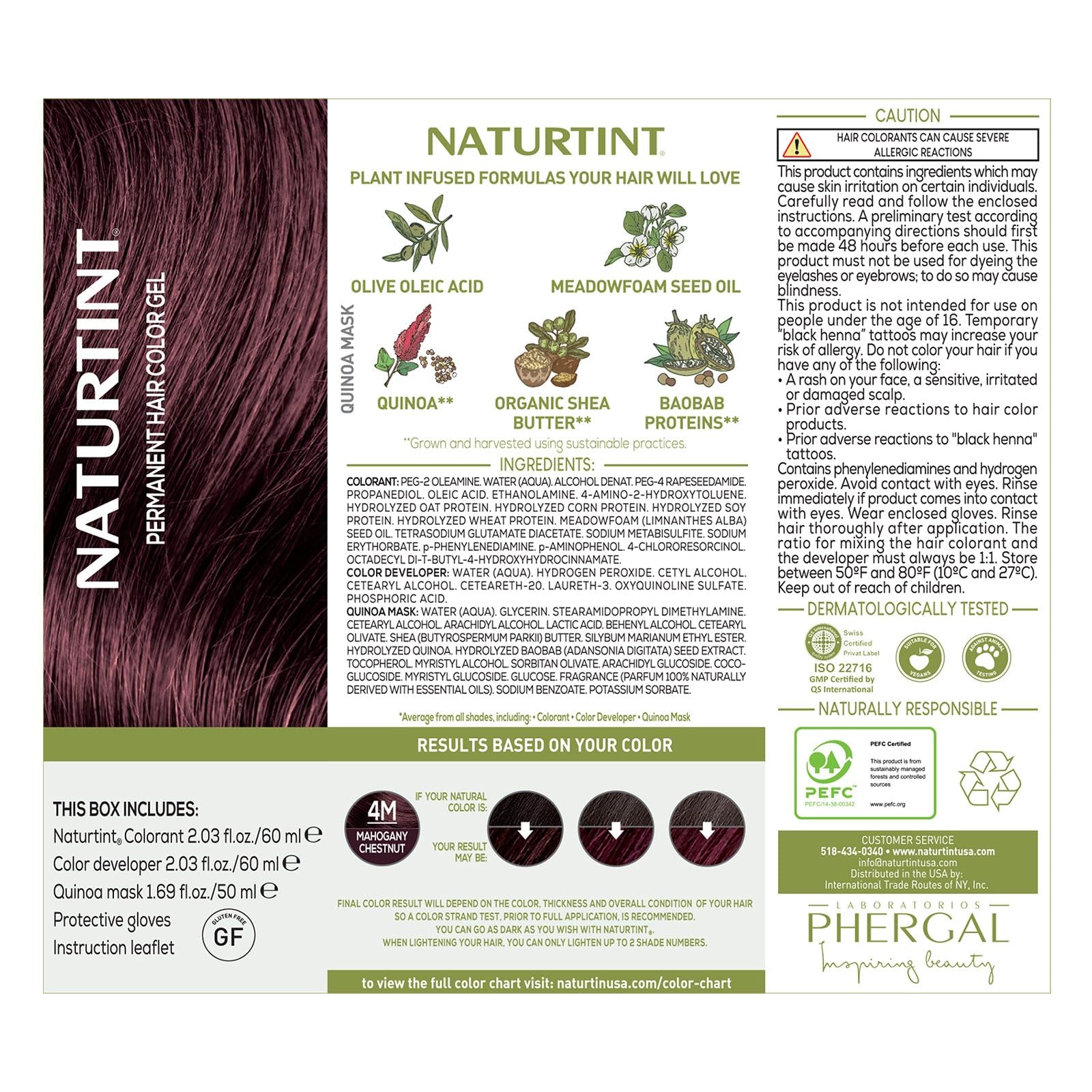 Naturtint 4M Mahogany Chestnut Permanent Hair Color (Pack of 1), Ammonia Free, Vegan, Cruelty Free, up to 100% Gray Coverage, Long Lasting Results (Packaging may vary)