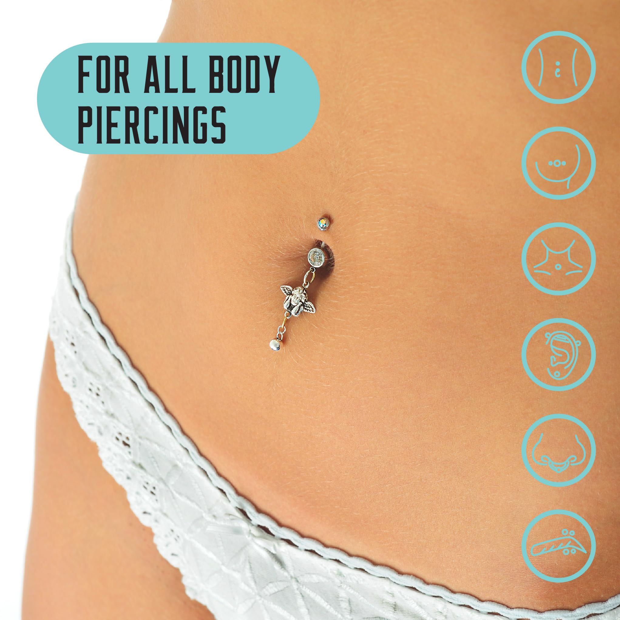Base Labs Piercing Aftercare Spray Piercing Cleaning Solution | 240ml | Saline Solution Piercing | Cleanses & Soothes for Keloid Bumps on Ears & Nose - Saline Aftercare Spray - 2PK & 1PK (70CT)