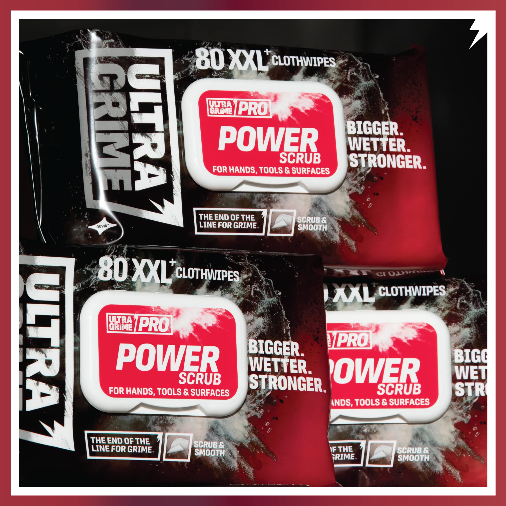 UltraGrime PRO Power Scrub Cleaning Wet Wipes - Big Size Professional Disposable Wipes - Tougher Multi-Purpose Heavy-Duty Textured Scrubbing Cloths (80 Thick Large)