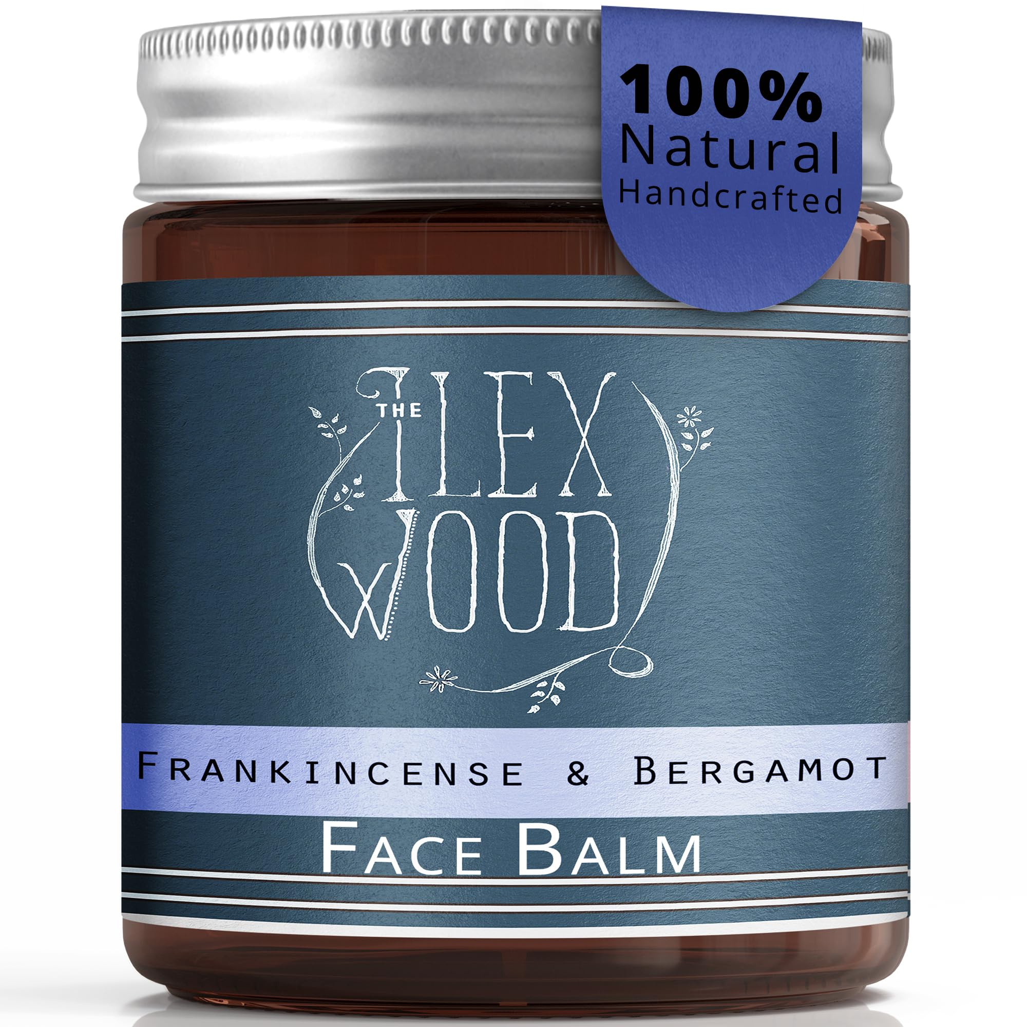 The Ilex Wood - Frankincense and Bergamot Face Balm - 100% Natural, Vegan, Moisturising, Anti Ageing, Wrinkle and Line Reducing Ingredients, Cruelty Free - 60ml (2.03 fl oz)