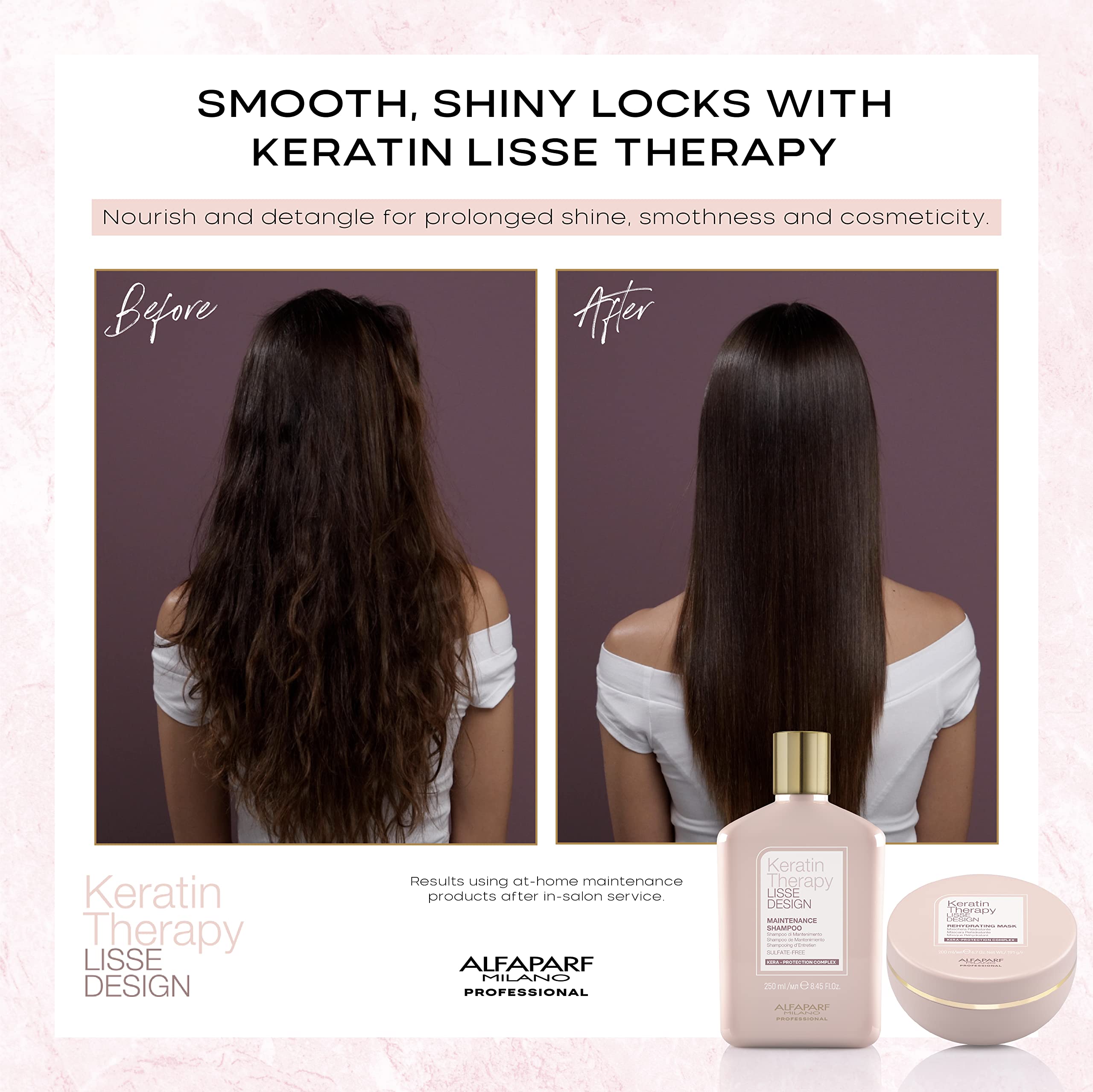 Alfaparf Milano Lisse Design Keratin Therapy Rehydrating Hair Mask - Post Keratin Treatment Deep Conditioning Hair Mask for Frizz Control & Moisture Retention - Dry Hair Treatment (6.7 oz)