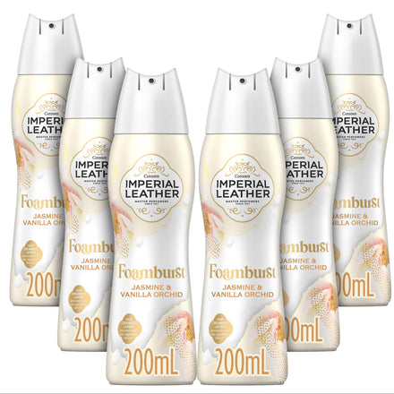 Imperial Leather Foamburst Moisturising Shower Gel, Jasmine & Vanilla Orchid Body Wash, Luxurious Foam Lather, Gentle Skin Care, Bulk Buy, Pack of 6 x 200ml