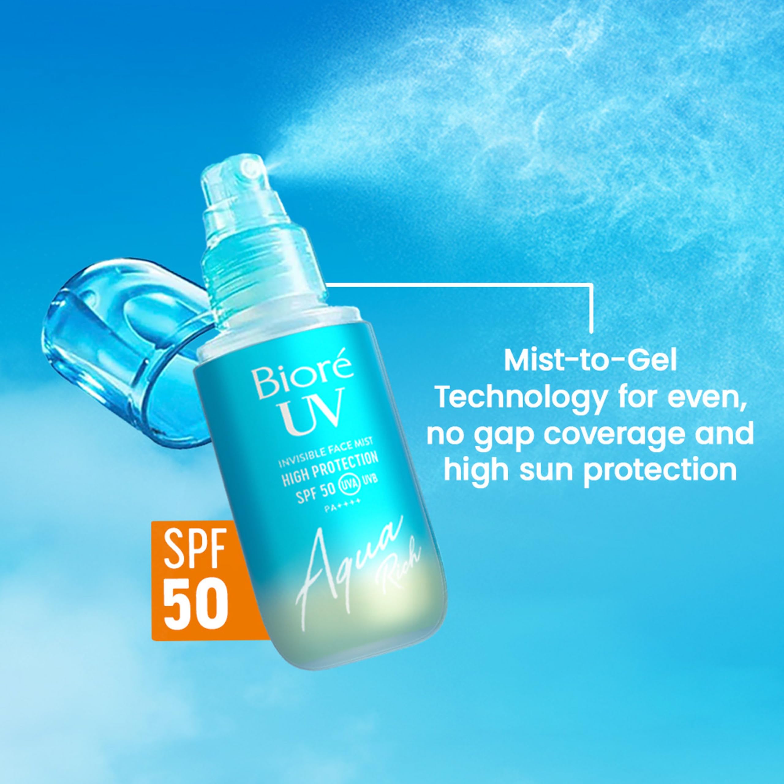Bioré Aqua Rich UV Invisible Face Mist SPF 50, 60ml