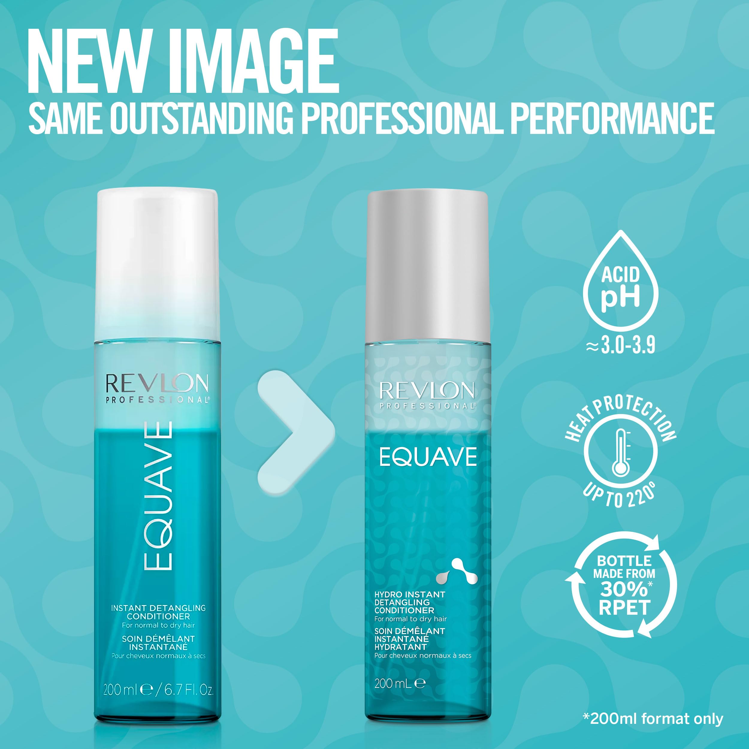 REVLON PROFESSIONAL EQUAVE HYDRO BI-PHASE DETANGLING CONDITIONER FOR NORMAL TO DRY HAIR, Detangling Conditioner, Leave-In Conditioner With Heat Protection, Hair-Smoothing Leave-In Conditioner – 200 ML
