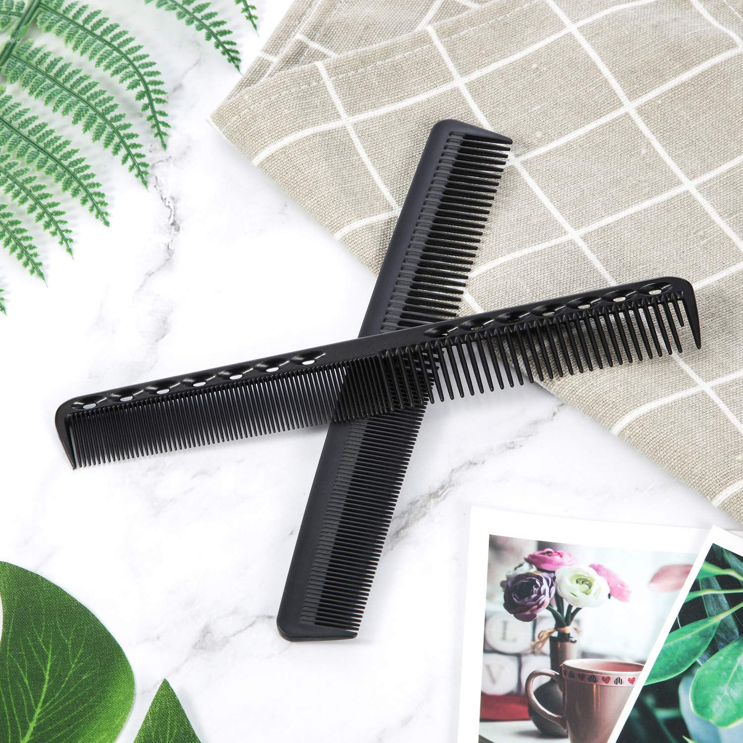 JASLY 3 Pack Black Carbon Fiber Fine Cutting Combs, 18 x 2.5 cm, Unisex, Adults & Hair Stylists
