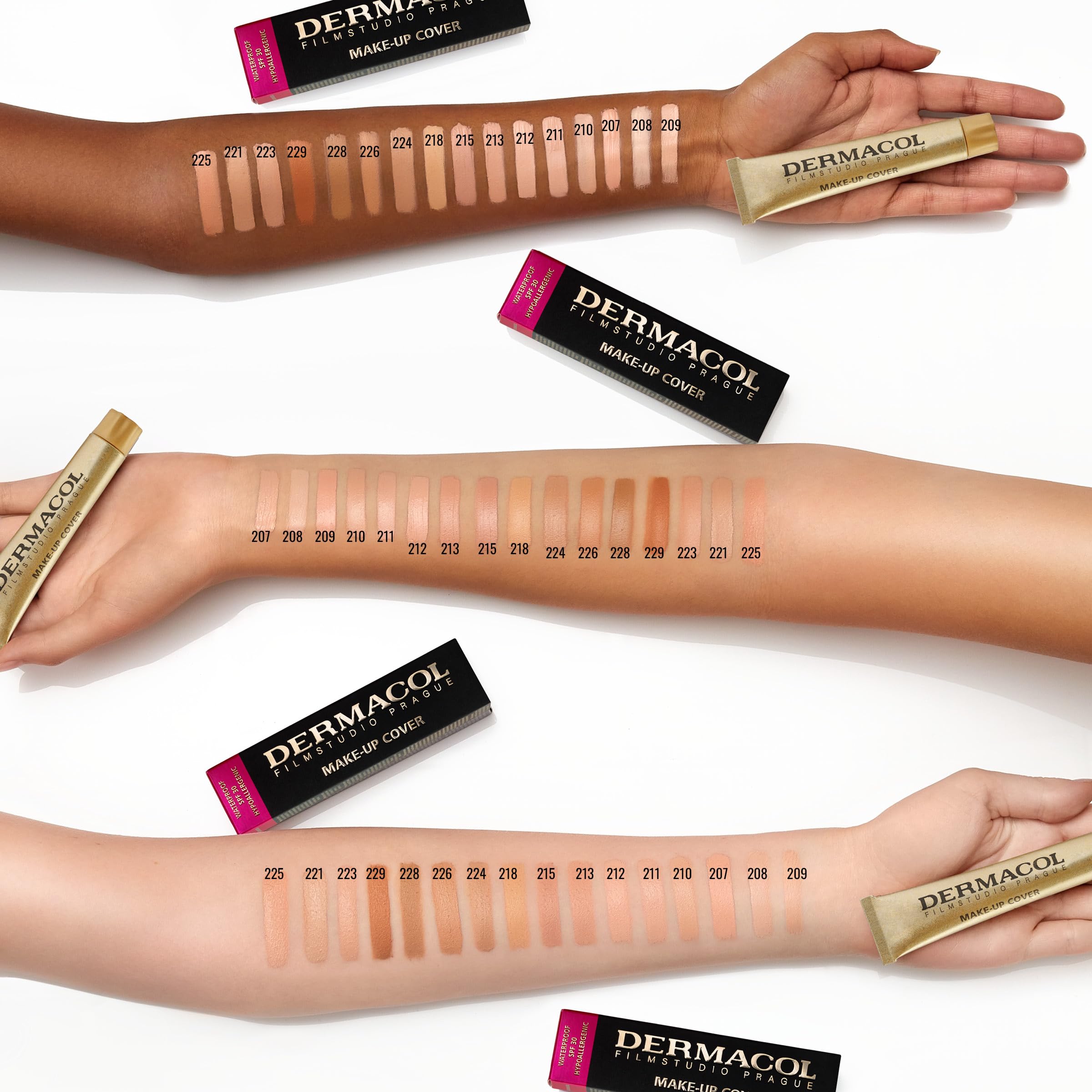Dermacol - Full Coverage Matte Foundation with SPF 30, Waterproof Foundation for Oily Skin, Acne, & Under Eye Bags, Long-Lasting Makeup, 30g - Shade 207
