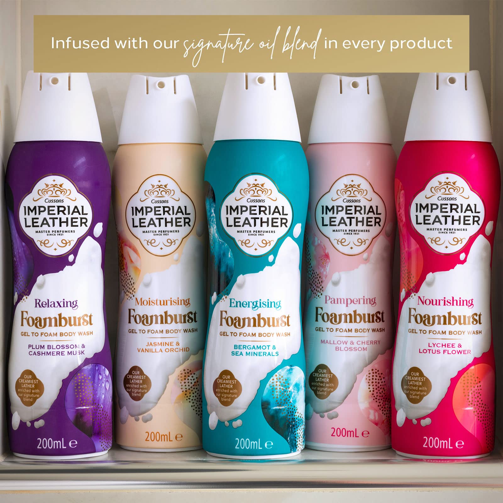 Imperial Leather Foamburst Nourishing Shower Gel, Lychee & Lotus Flower Body Wash, Luxurious Foam Lather, Gentle Skin Care, Bulk Buy, Pack of 6 x 200ml