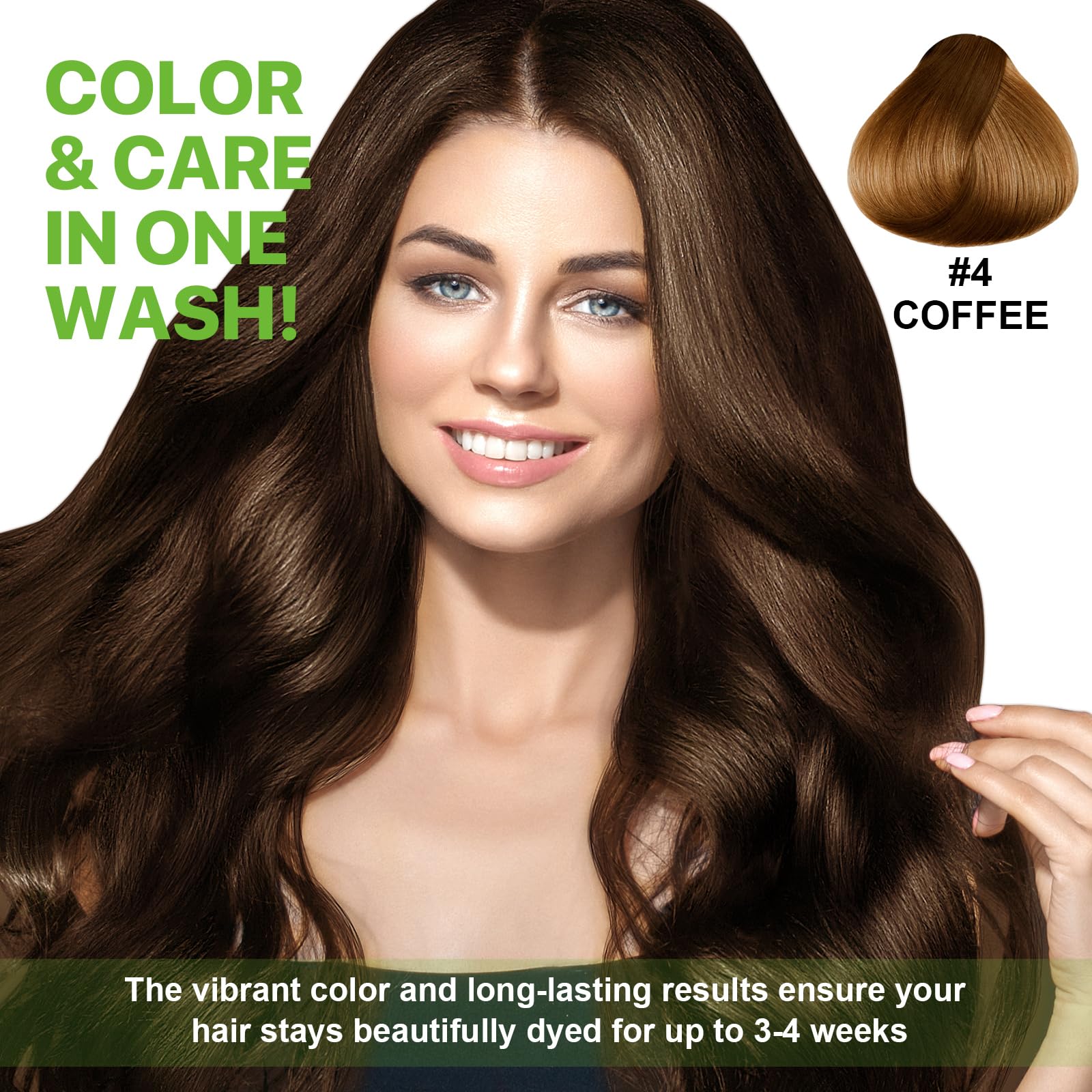 3-in-1 Herbal Hair Dye Shampoo, Herbal Dye Shampoo Deeply Nourishing, Coffee Hair Color Solution for Women & Men