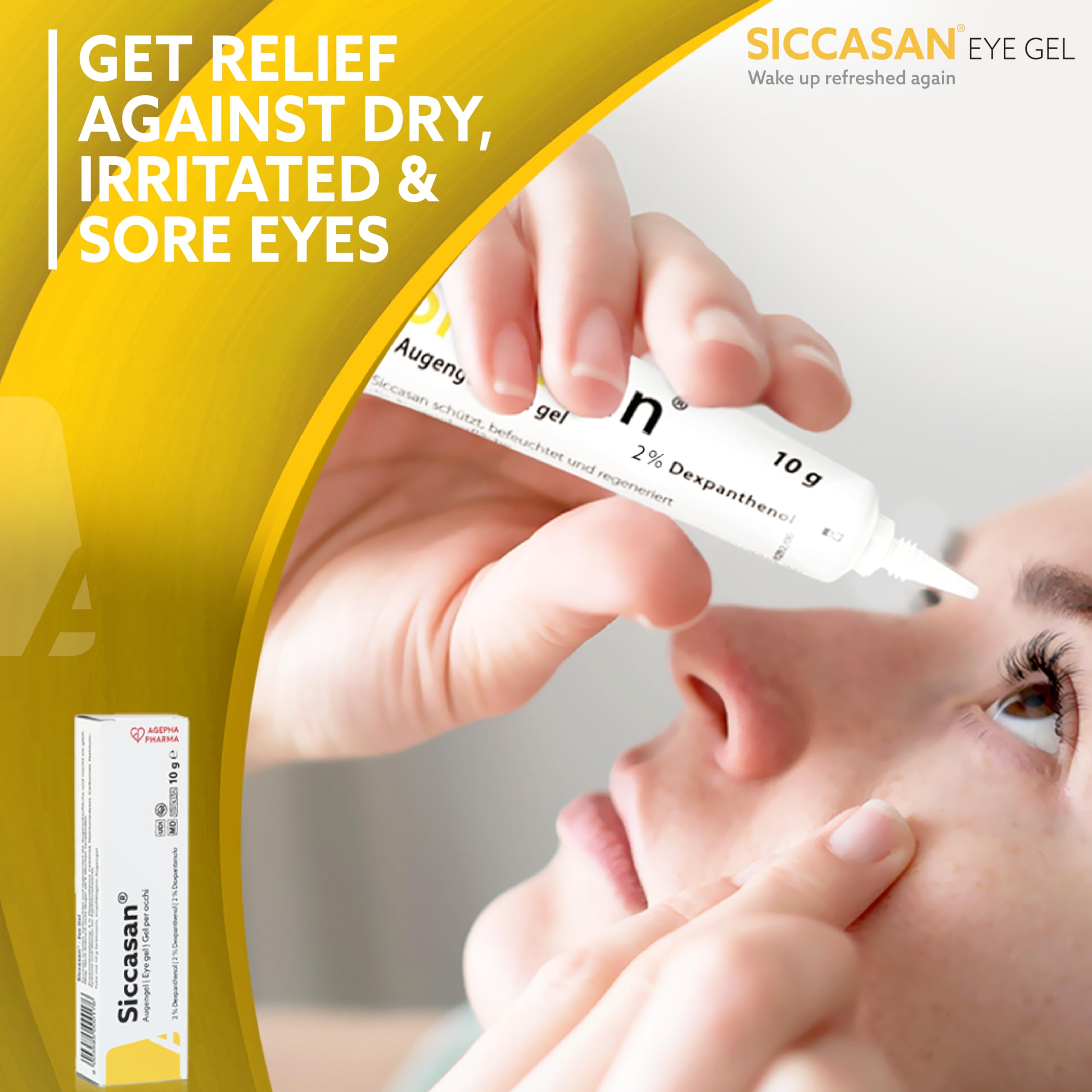 Siccasan Intensive Dry Eye Gel with Carbomer and Dexpanthenol | Corneal Gel & Eye Lubricant | Relief Against Dry, Irritated and Sore Eyes | Night Time Use for Dry Eyes