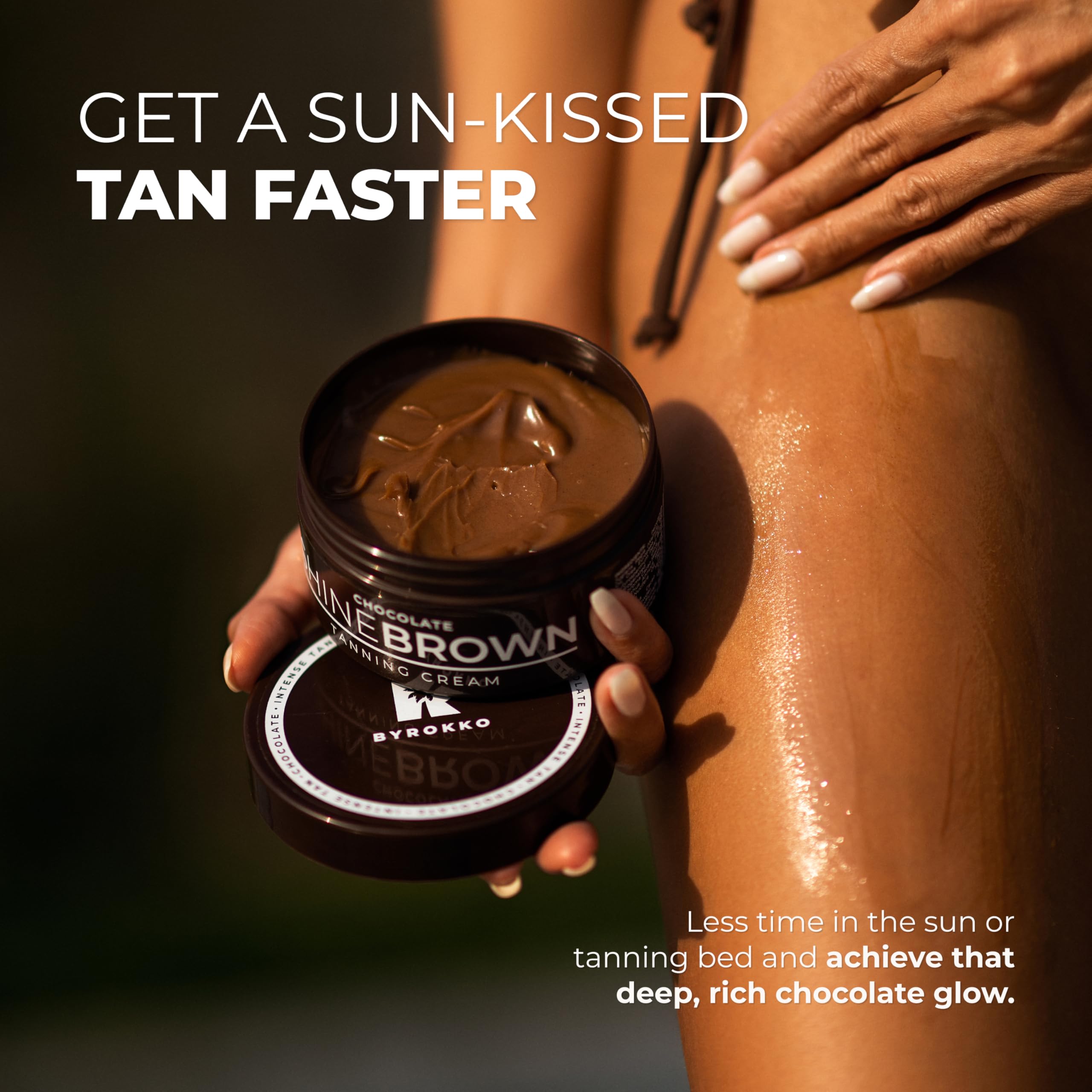 BYROKKO Shine Brown Chocolate Sunbed Tanning Accelerator (200 ml), Sunbed Cream Effective In Sunbeds & Outdoor Sun, Super XXL Fast Bronzing Cream for Intense Chocolate Tan
