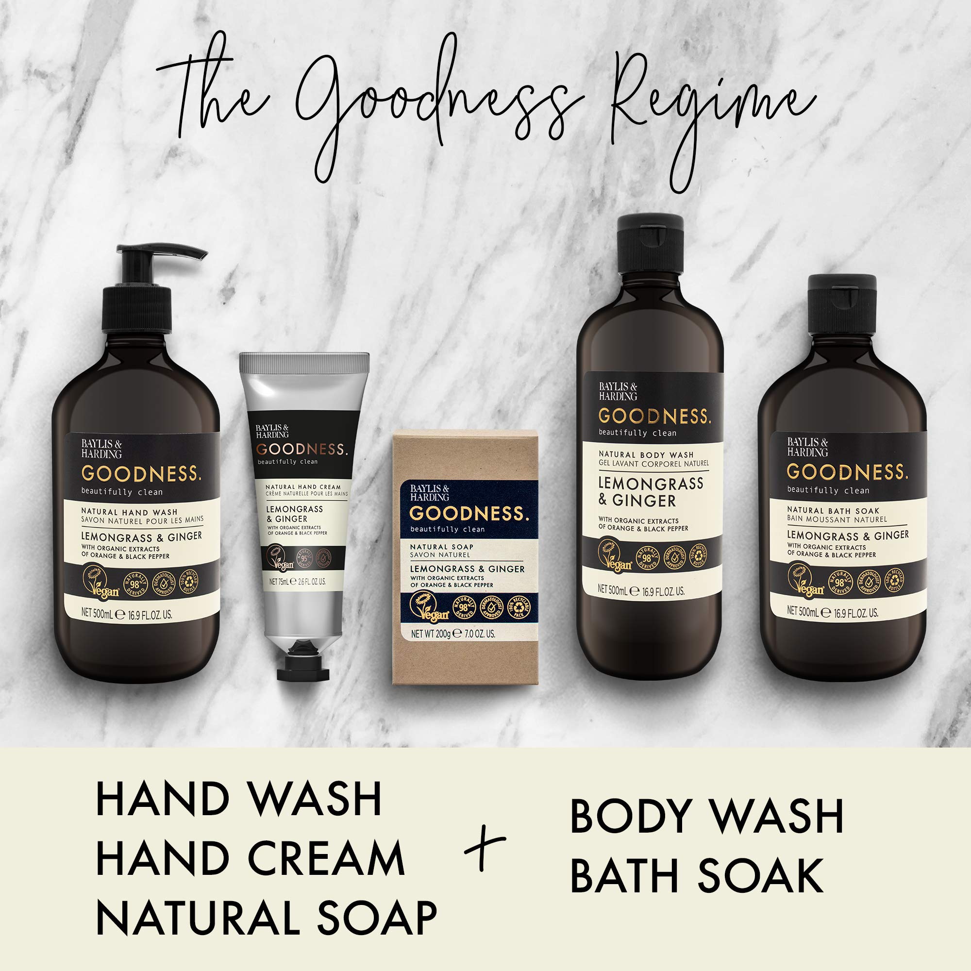 Baylis & Harding Liquid Body Wash Soap, Goodness, Lemongrass & Ginger, 16.9oz/500ml (3-Pack)