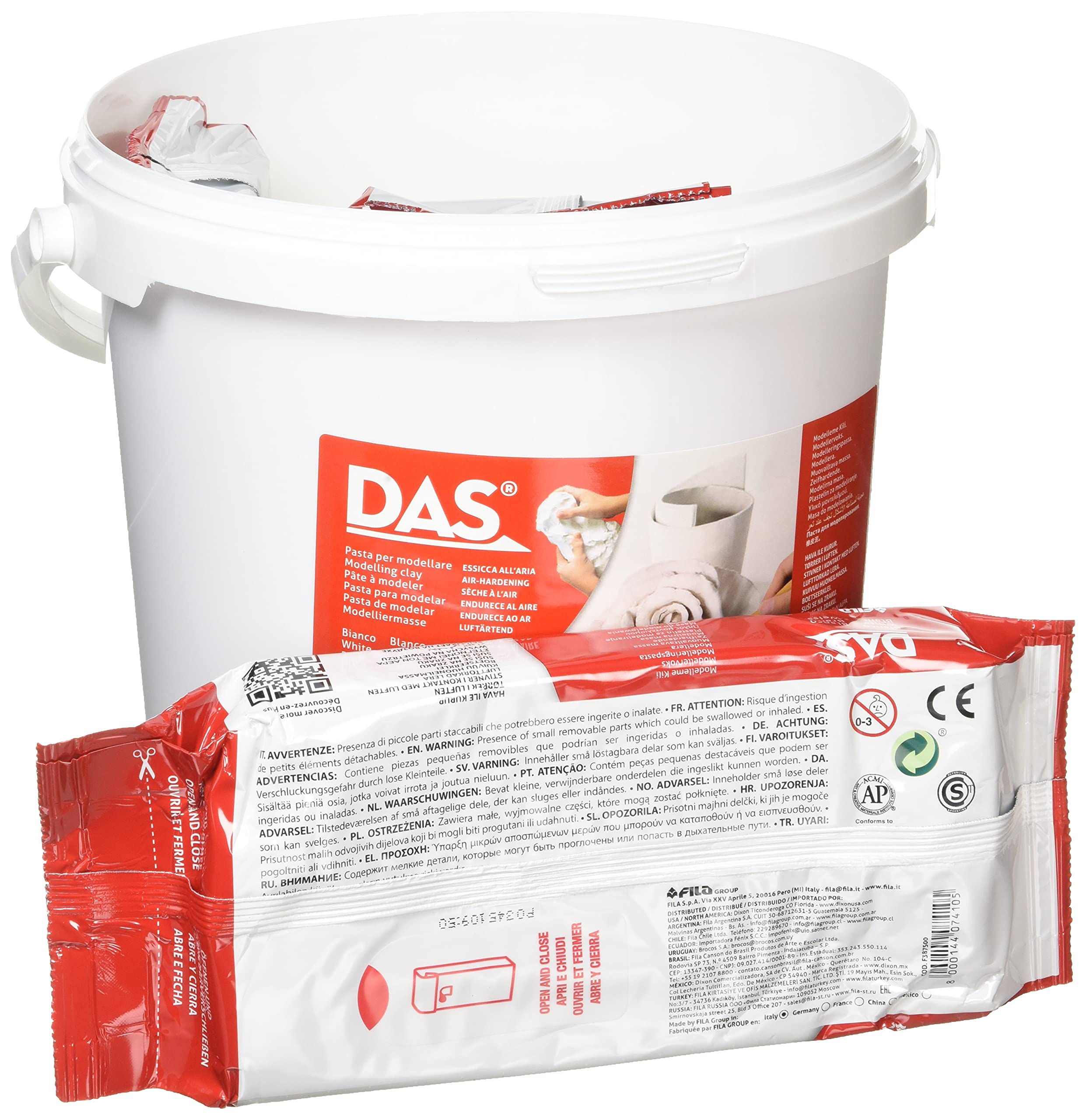 DAS White Air-Hardening Modelling Clay, School Pack, 5x1kg, Ideal for Schools and Art Classes