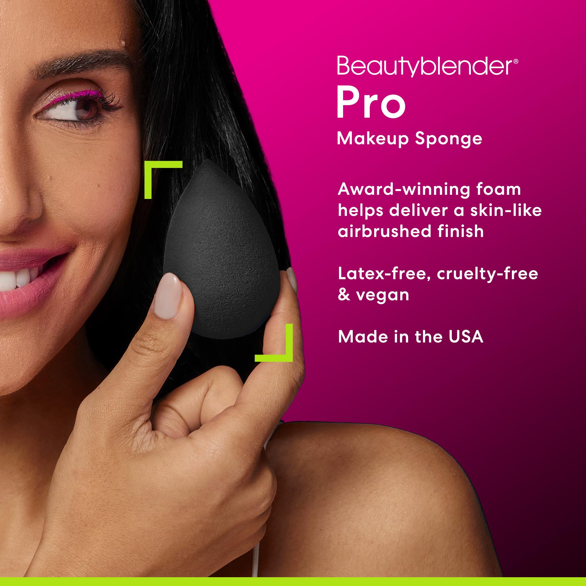 BeautyBlender Pro Black Ei Latexfrei Schwämmchen makellos für flüssige Grundierung Creme Puder, 1 stück