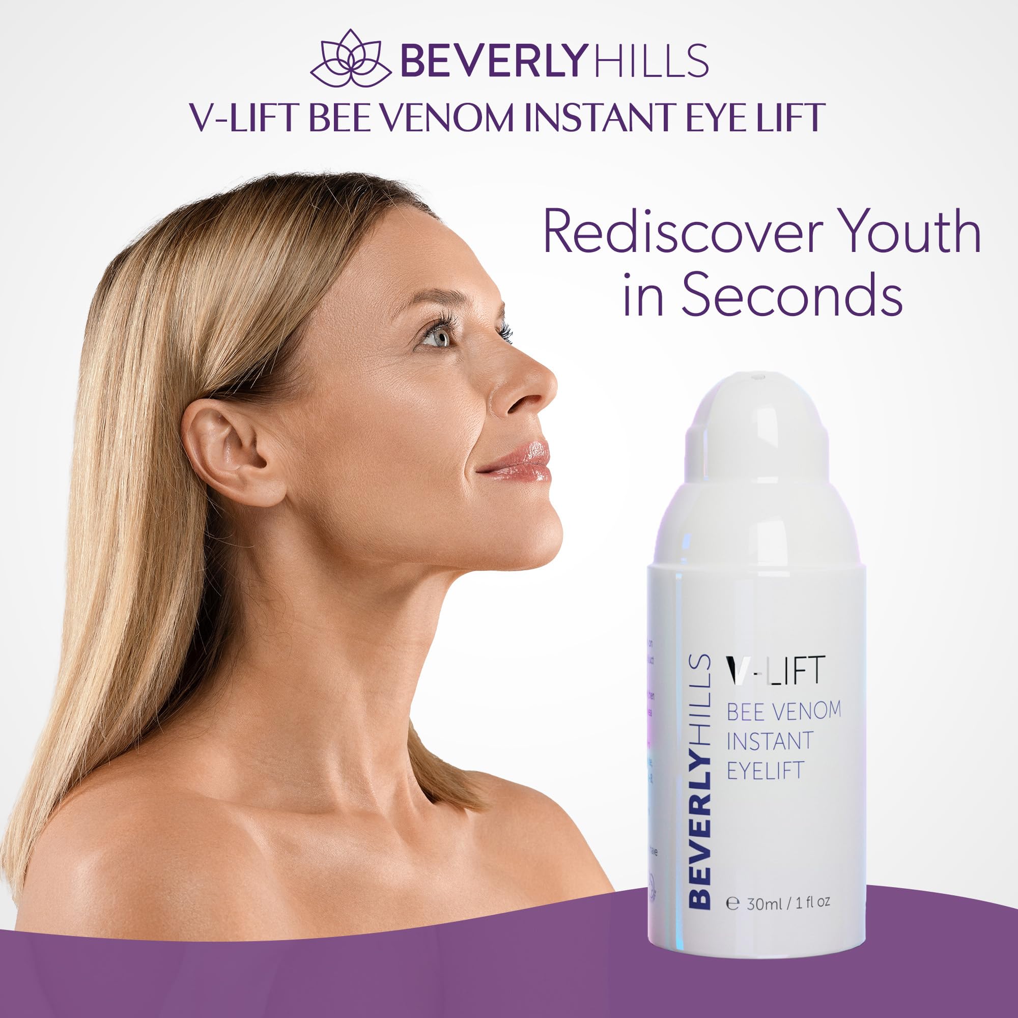 BEVERLY HILLS V-Lift Instant Eye Lift and Tuck Bee Venom Serum for Treating Puffy Eyes, Dark Circles, and Wrinkles