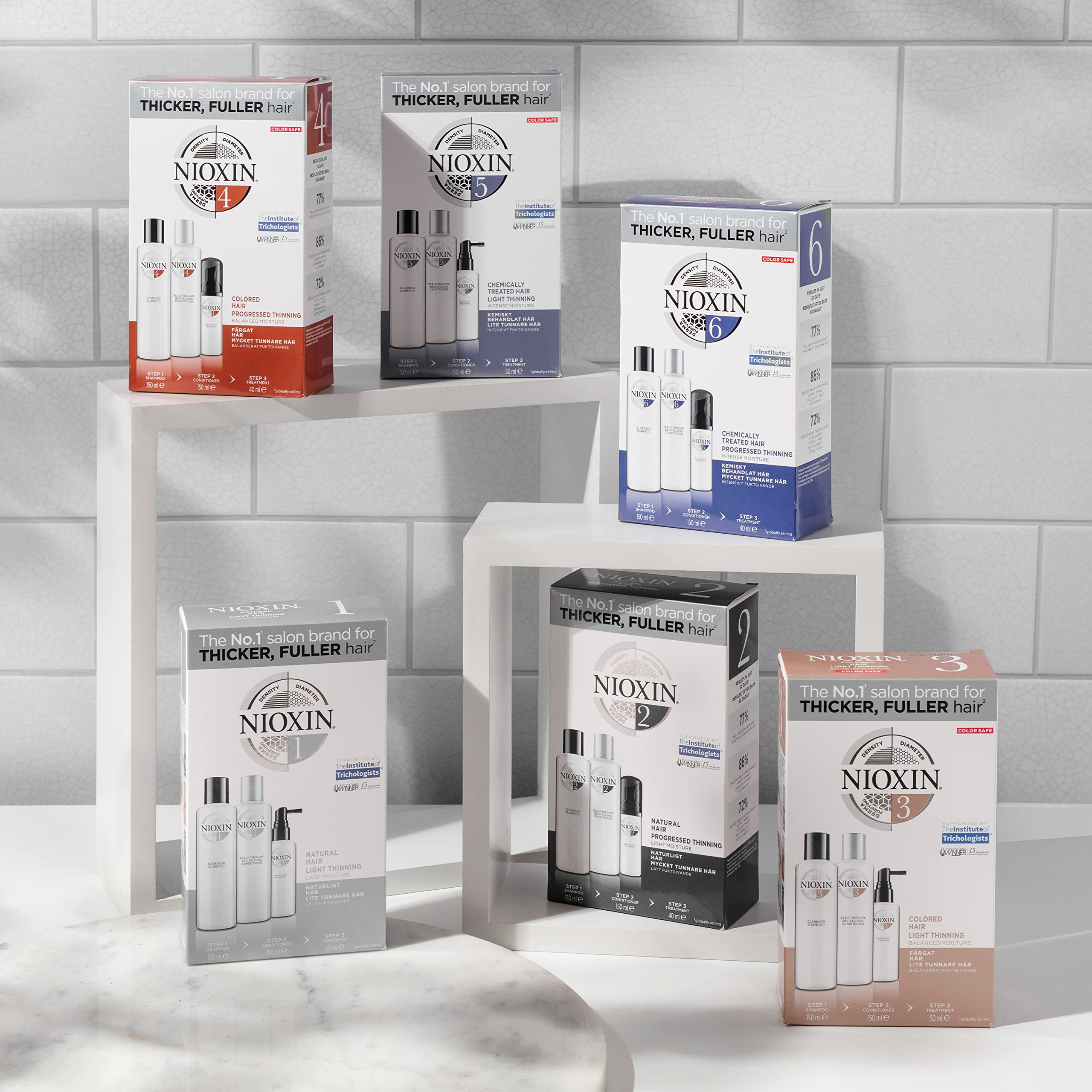Nioxin 3-Part System | System 3 | Coloured Hair with Light Thinning Hair Treatment | Scalp Therapy | Hair Thickening Treatment | Trial Kit