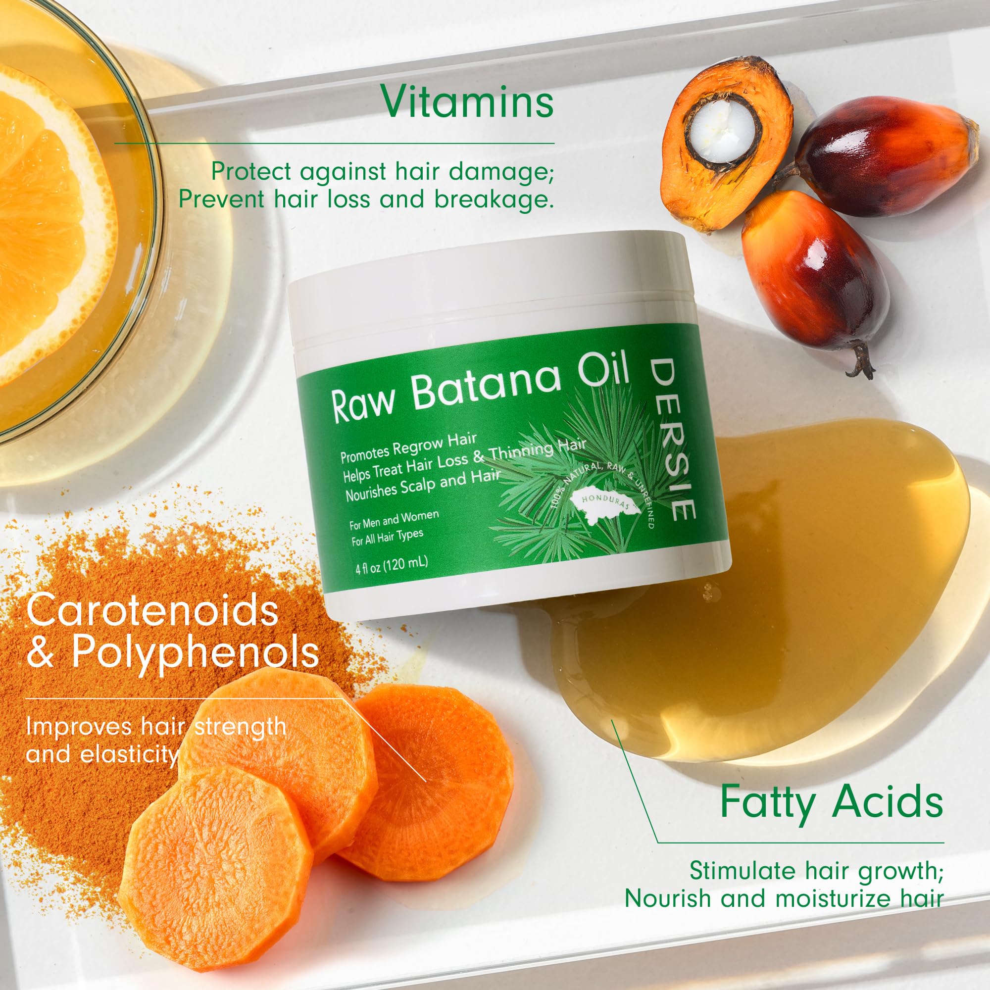 Batana Oil for Hair Growth - Raw, Organic Dr Sebi - 100% Pure & Natural From Honduras - For Thicker & Stronger Hair - 4 FL OZ