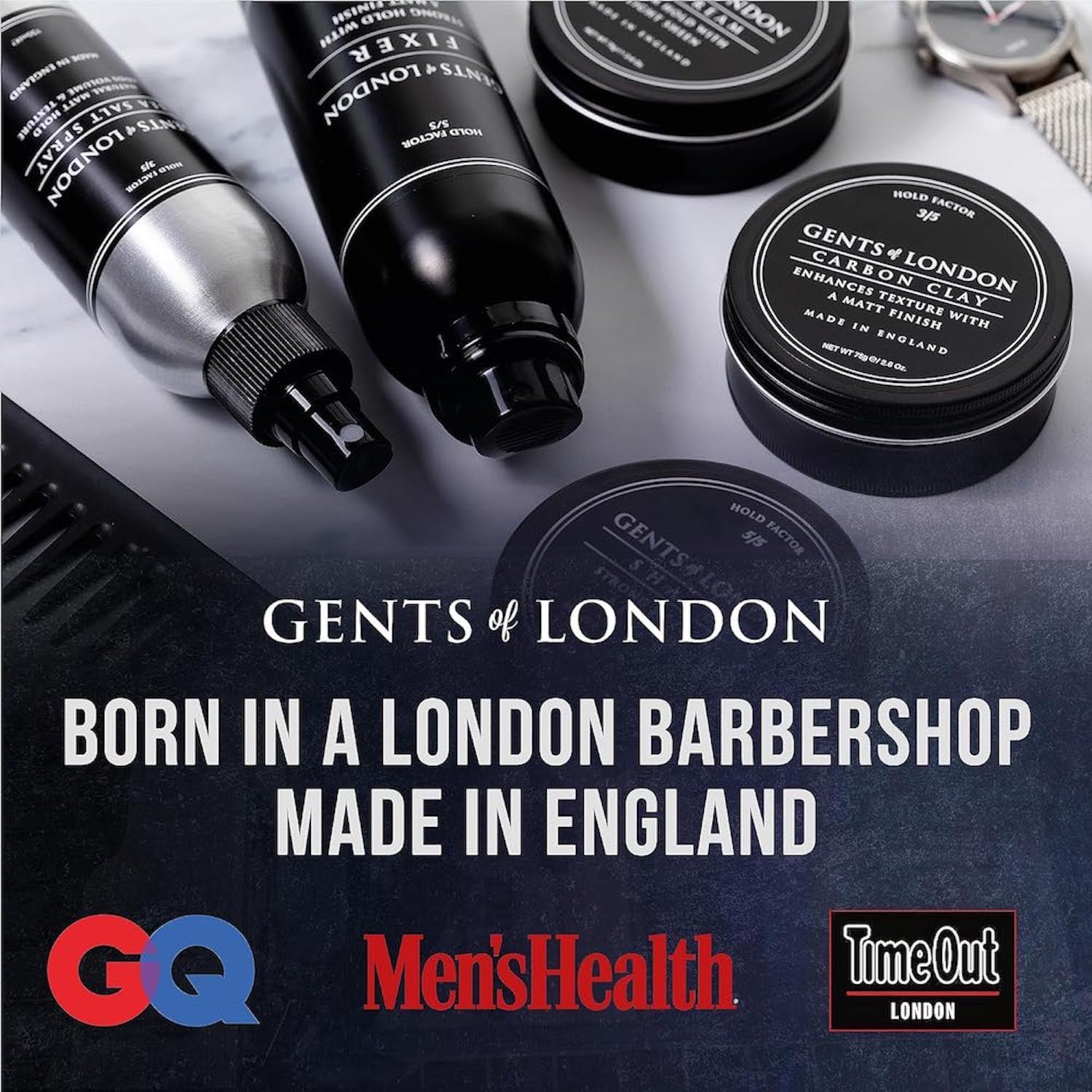 Gents of London Carbon Clay, Matt Finish, Texturising Styling Wax For Men (75g)