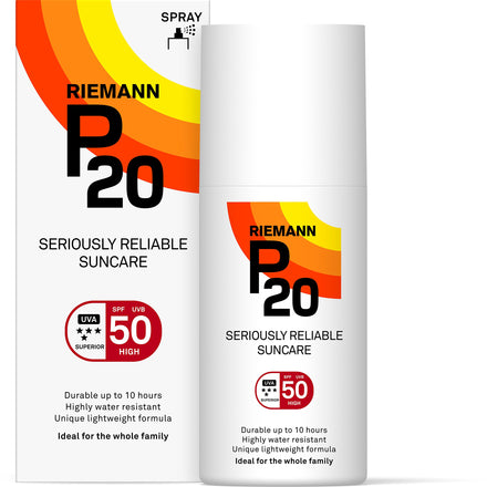Riemann P20 Sunscreen SPF50 Spray 200ml | Long Lasting UVA & UVB Protection for up to 10 hours | Highly Water Resistant