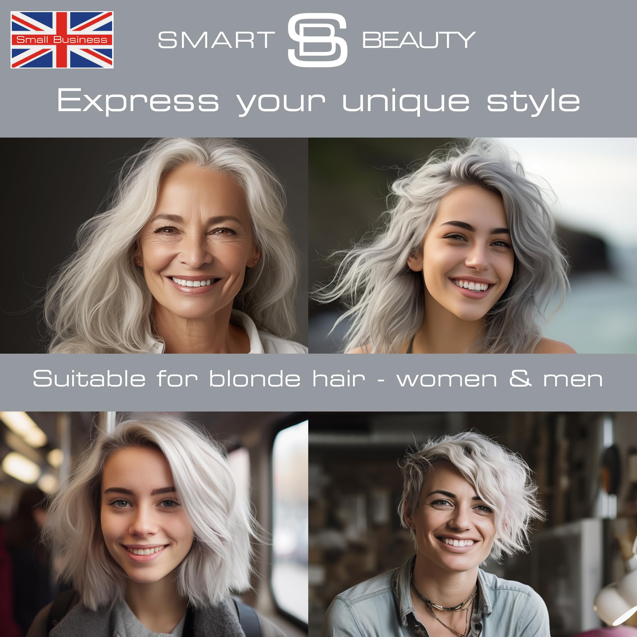 Metallic Silver Hair Dye Demi-Permanent, Grey Toner for Bleached Hair, Anti-Breakage Plex Hair Care, Vegan Hair Dye & Cruelty-Free, 100% Grey Coverage, Silver Grey Hair Colour by Smart Beauty